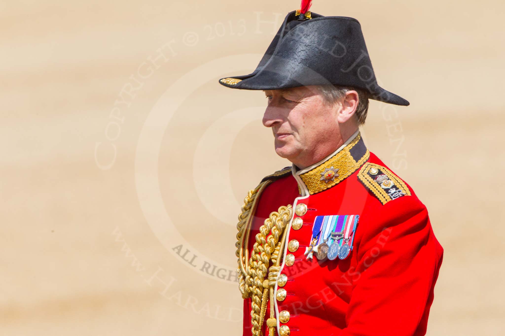 The Colonel's Review 2013: The Equerry in Waiting to Her Majesty, Lieutenant Colonel Alexander Matheson of Matheson, younger, during the Inspection of the Line..
Horse Guards Parade, Westminster,
London SW1,

United Kingdom,
on 08 June 2013 at 11:01, image #319