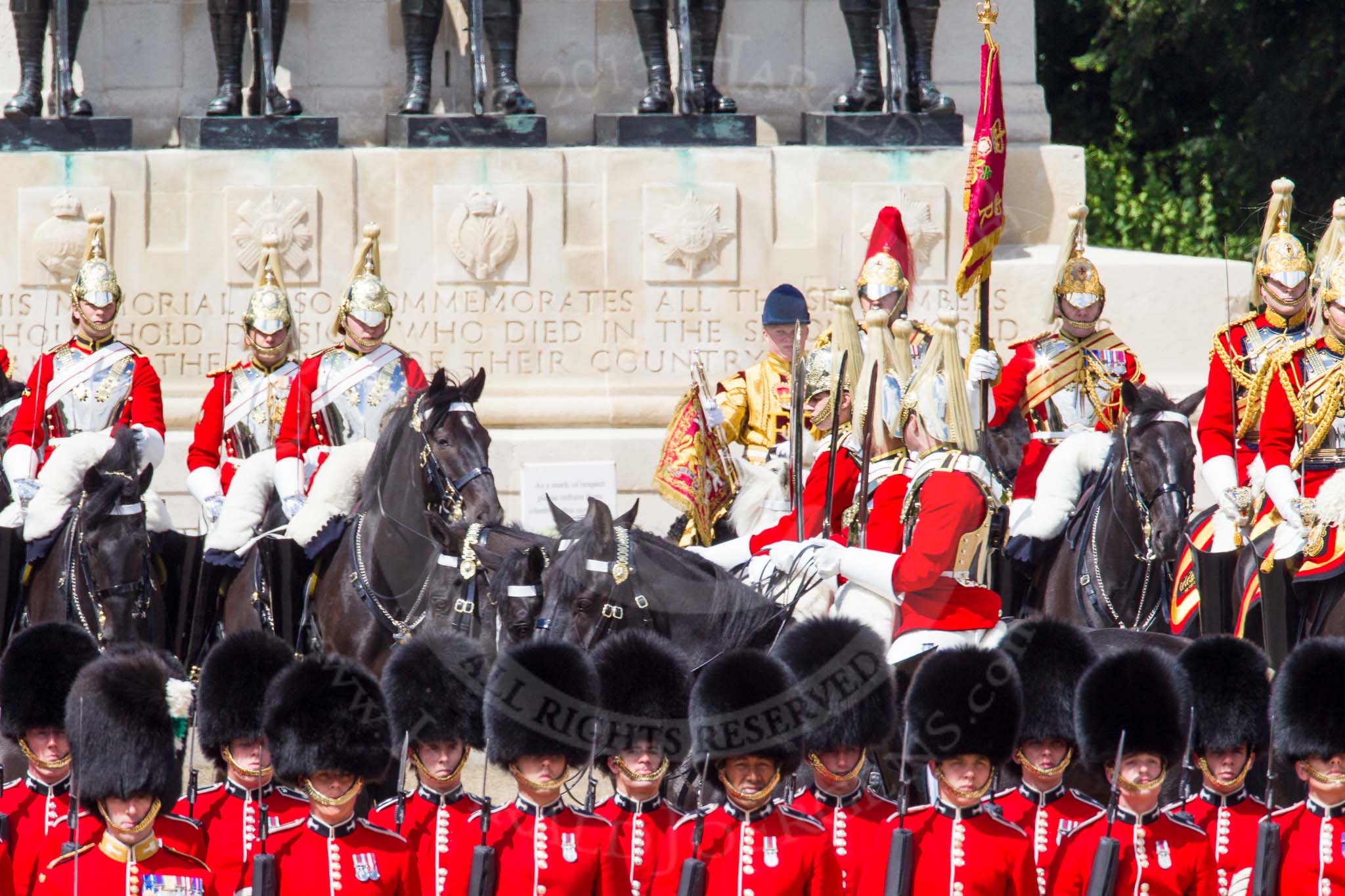 The Colonel's Review 2013: The Four Troopers of The Life Guards during the Inspection of the Line..
Horse Guards Parade, Westminster,
London SW1,

United Kingdom,
on 08 June 2013 at 11:04, image #371