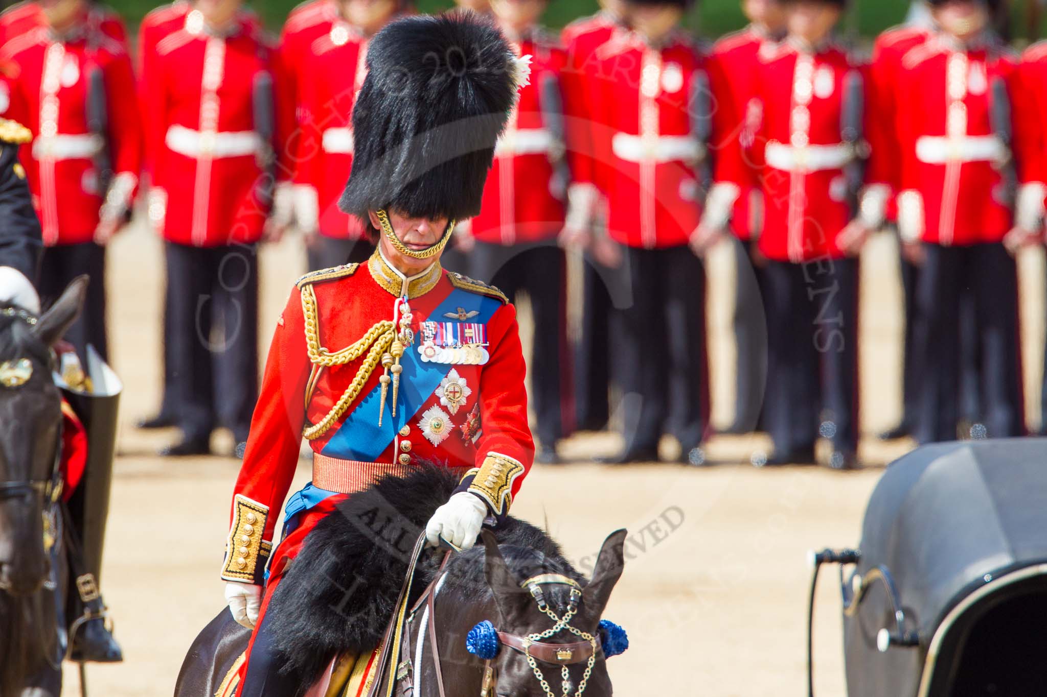 The Colonel's Review 2013: HRH The Prince of Wales, Colonel Welsh  Guards after the Inspection of the Line..
Horse Guards Parade, Westminster,
London SW1,

United Kingdom,
on 08 June 2013 at 11:06, image #388