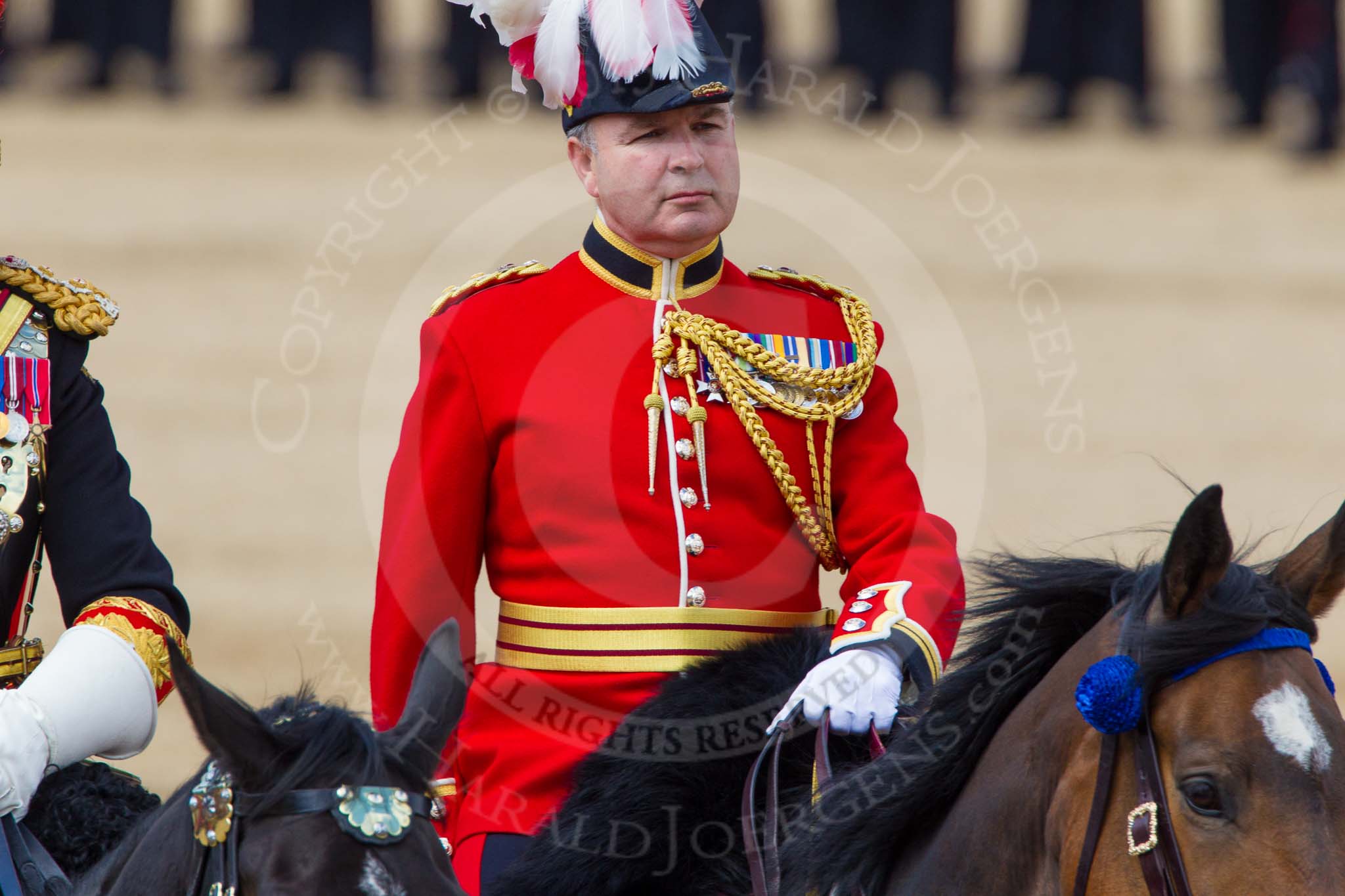 The Colonel's Review 2013: The Chief of Staff, Colonel Hugh Bodington, Welsh Guards, after the Inspection of the Line..
Horse Guards Parade, Westminster,
London SW1,

United Kingdom,
on 08 June 2013 at 11:07, image #410
