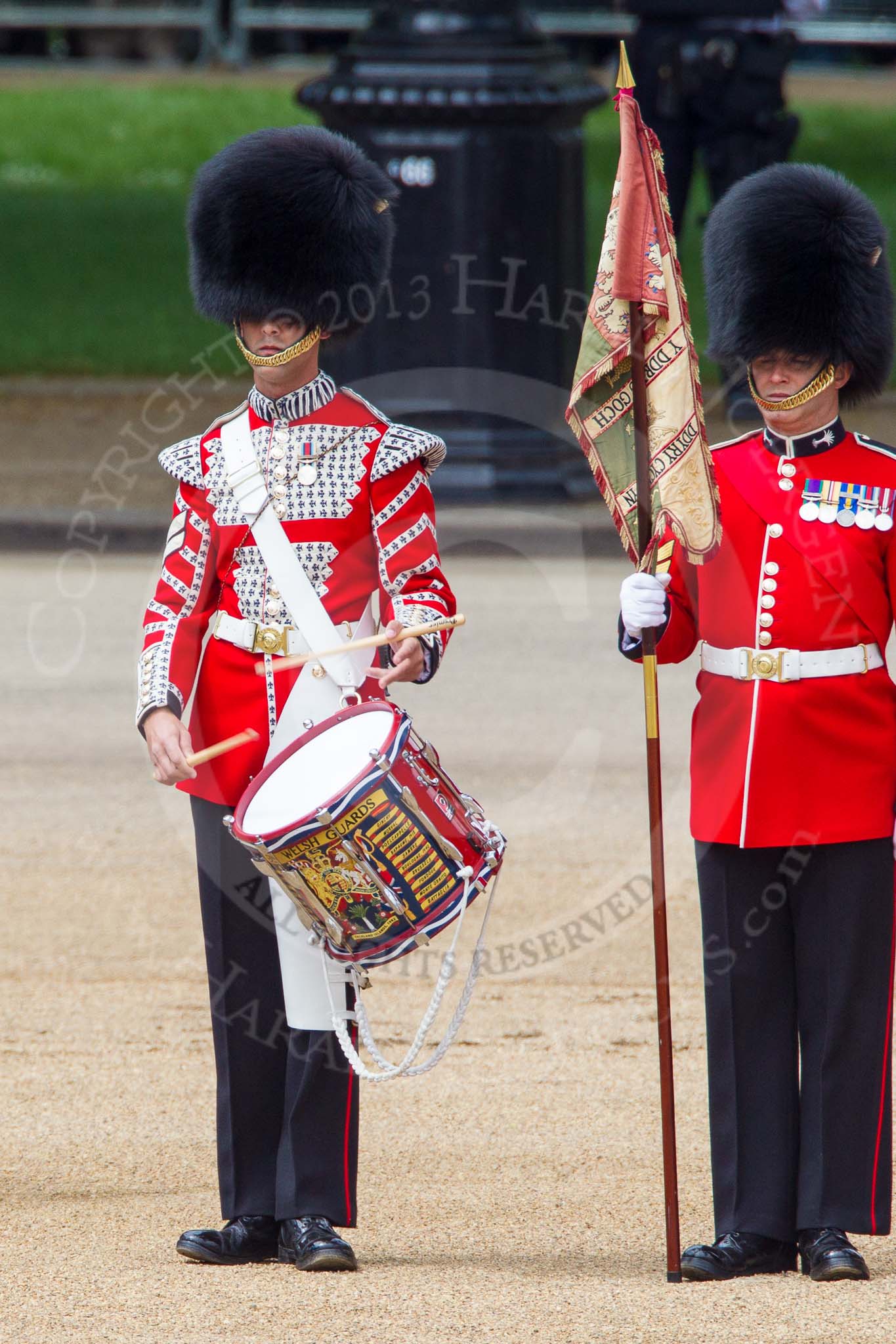 The Colonel's Review 2013: The "Lone Drummer", Lance Corporal Christopher Rees, starts playing the Drummer's Call..
Horse Guards Parade, Westminster,
London SW1,

United Kingdom,
on 08 June 2013 at 11:14, image #467