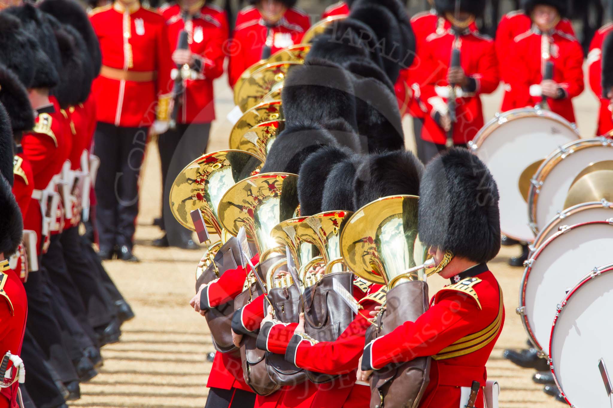 The Colonel's Review 2013: Tthe Massed Bands as they are playing the Grenadiers Slow March..
Horse Guards Parade, Westminster,
London SW1,

United Kingdom,
on 08 June 2013 at 11:23, image #562