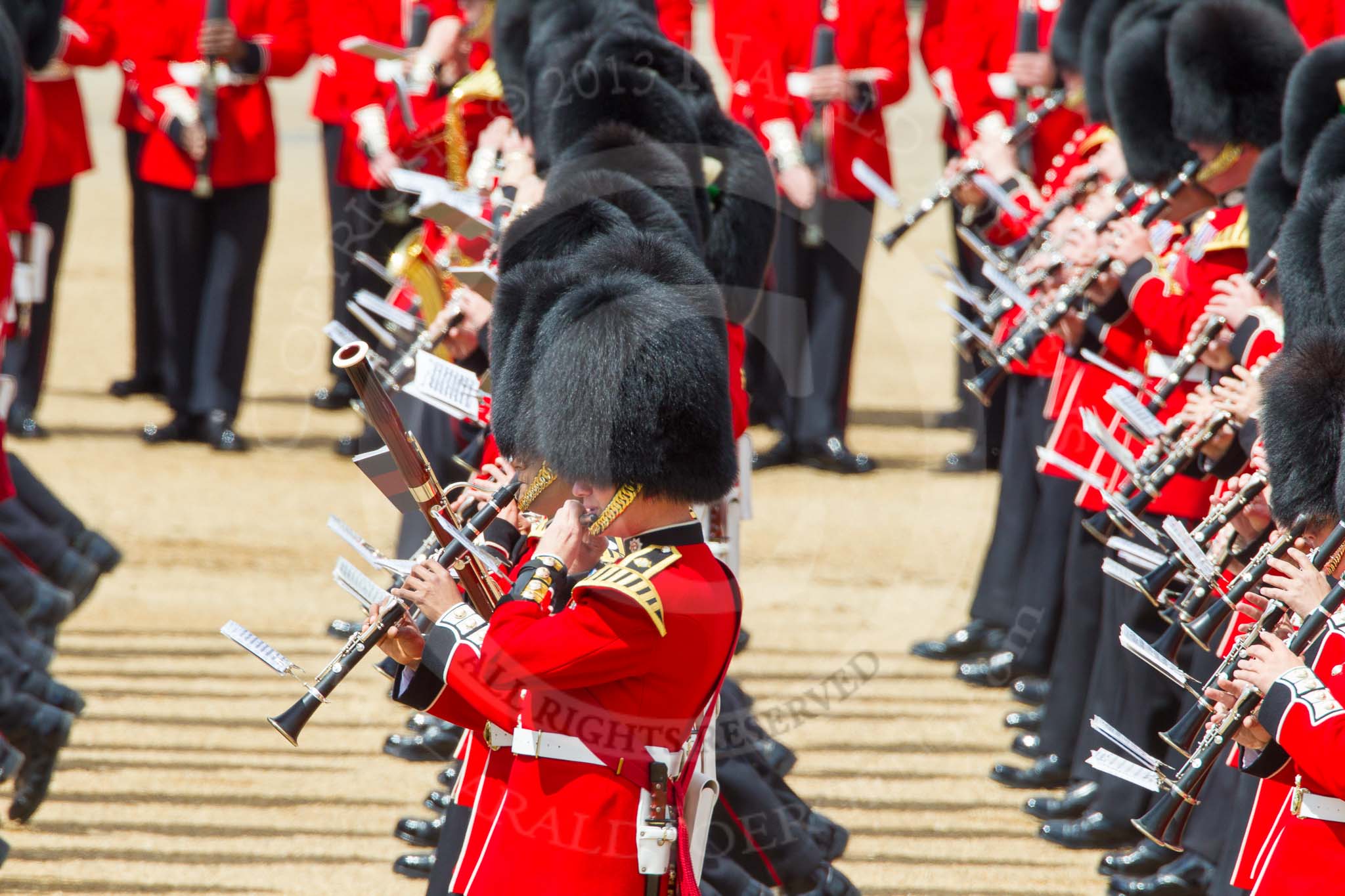 The Colonel's Review 2013: Tthe Massed Bands as they are playing the Grenadiers Slow March..
Horse Guards Parade, Westminster,
London SW1,

United Kingdom,
on 08 June 2013 at 11:24, image #564