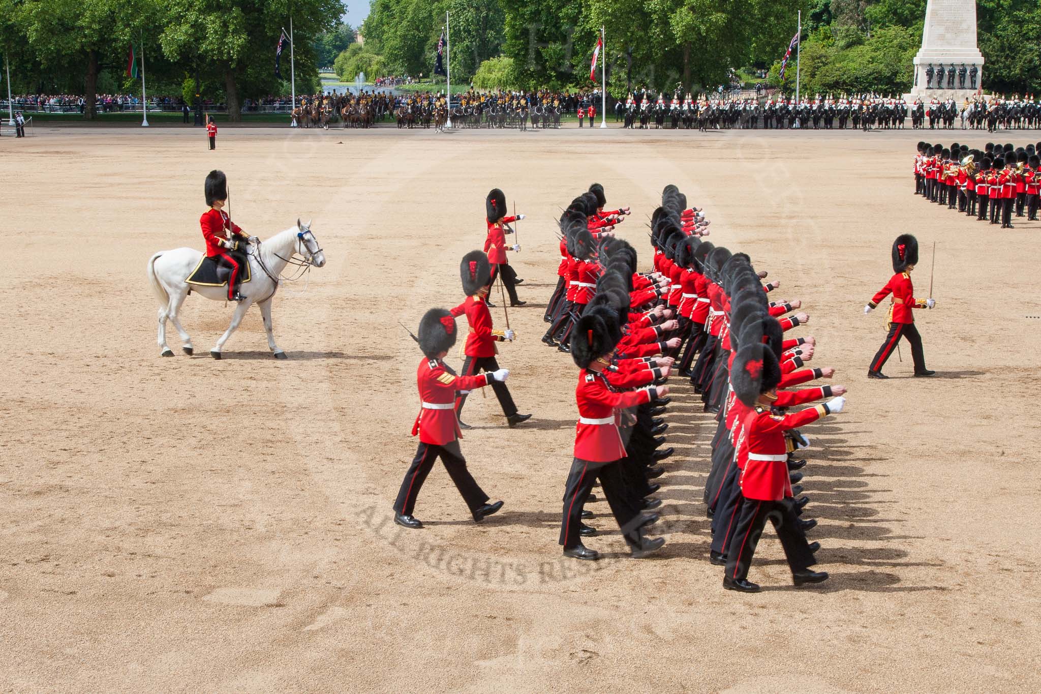 The Colonel's Review 2013: The March Past in Quick Time - Coldstream Guards..
Horse Guards Parade, Westminster,
London SW1,

United Kingdom,
on 08 June 2013 at 11:44, image #697