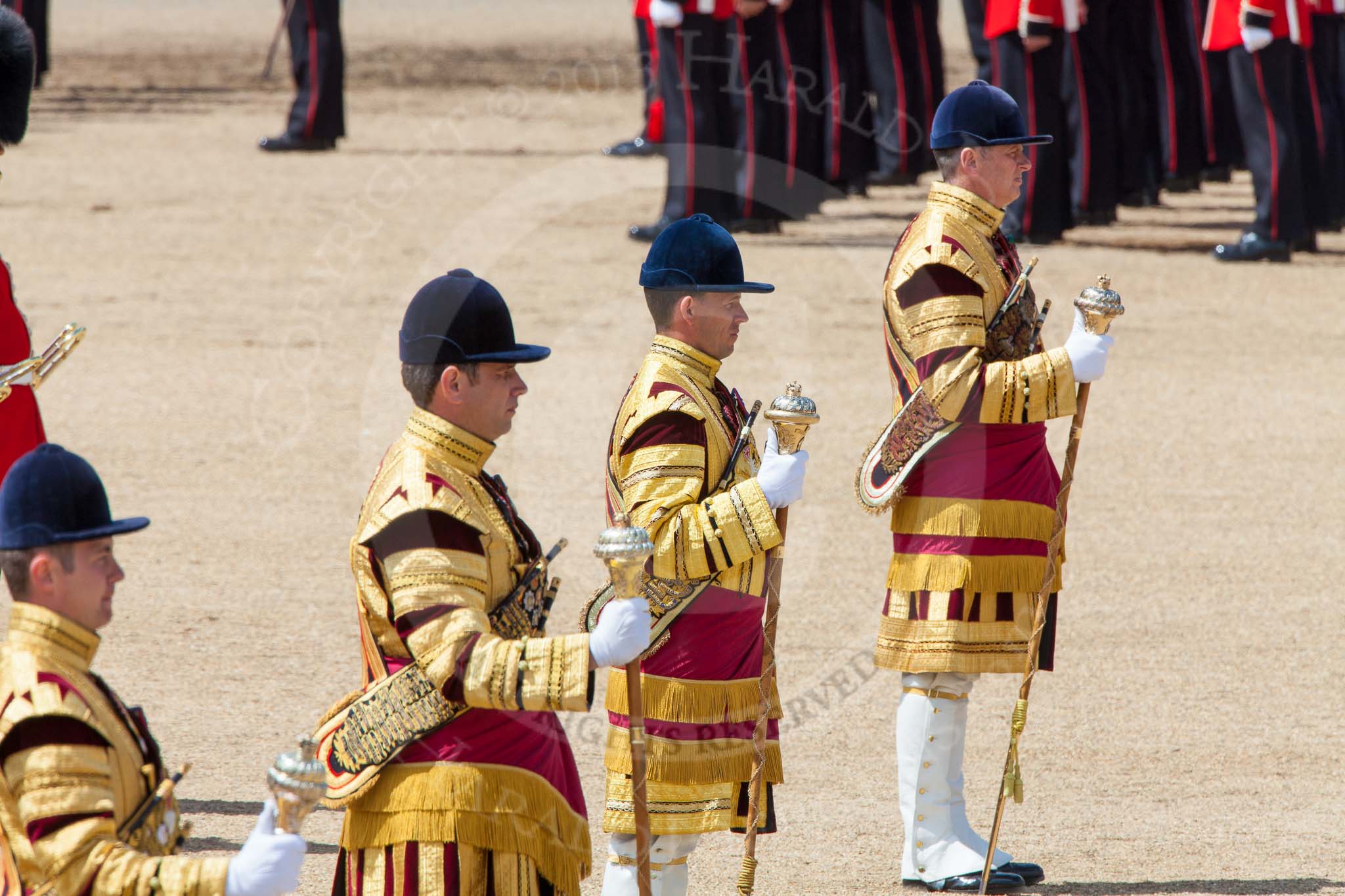 The Colonel's Review 2013: The Drum Majors during the March Off..
Horse Guards Parade, Westminster,
London SW1,

United Kingdom,
on 08 June 2013 at 12:06, image #822