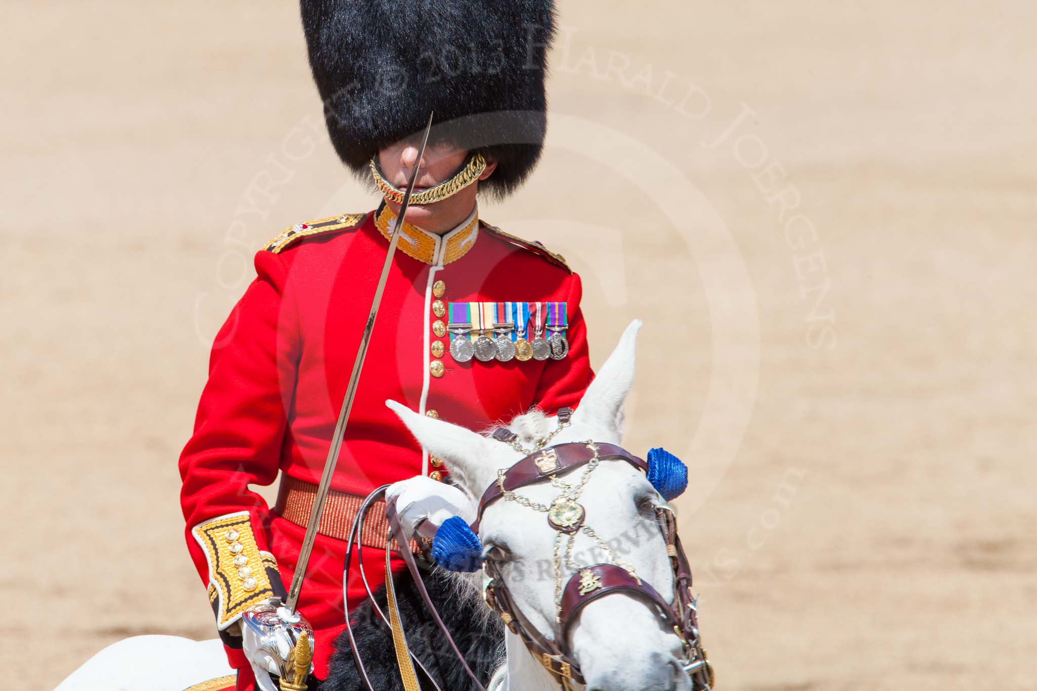 The Colonel's Review 2013: The Field Officer in Brigade Waiting, Lieutenant Colonel Dino Bossi, returns to the guards after HM The Queen has given permission to march off..
Horse Guards Parade, Westminster,
London SW1,

United Kingdom,
on 08 June 2013 at 12:06, image #828