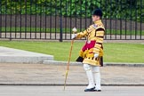 Photo 1306081012511D44735HaraldJoergens The Colonel's Review 2013: Senior Drum Major Matthew Betts, Grenadier Guards, leading the Band of the Coldstream Guards..
Horse Guards Parade, Westminster,
London SW1,
United Kingdom,
on 08 June 2013 at 10:13, image #44