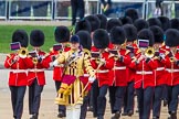 Photo 1306081017031D44834HaraldJoergens The Colonel's Review 2013: Drum Major Tony Taylor, Coldstream Guards, leading the second band to arrive at Horse Guards Parade, the Band of the Irish Guards..
Horse Guards Parade, Westminster,
London SW1,
United Kingdom,
on 08 June 2013 at 10:17, image #66