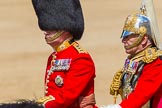 The Colonel's Review 2013: Colonel Coldstream Guards General Sir James Bucknall and Gold Stick in Waiting and Colonel Life Guards, Field Marshal the Lord Guthrie of Craigiebank, during the Inspection of the Line..
Horse Guards Parade, Westminster,
London SW1,

United Kingdom,
on 08 June 2013 at 11:02, image #323