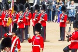 The Colonel's Review 2013: No. 1 Guard, the Escort to the Colour, presents arms as the Ensign turns toward them with the Colour..
Horse Guards Parade, Westminster,
London SW1,

United Kingdom,
on 08 June 2013 at 11:20, image #530