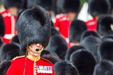 The Colonel's Review 2013: The Field Officer in Brigade Waiting, Lieutenant Colonel Dino Bossi, Welsh Guards, commanding "present arms" as the Escort to the Colour is starting the trooping of the Colour through the ranks..
Horse Guards Parade, Westminster,
London SW1,

United Kingdom,
on 08 June 2013 at 11:23, image #553