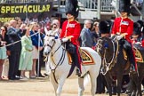 The Colonel's Review 2013: The March Past in Quick Time - the Major of the Parade, Major H G C Bettinson, Welsh Guards, and the Field Officer in Brigade Waiting, Lieutenant Colonel Dino Bossi, Welsh Guards..
Horse Guards Parade, Westminster,
London SW1,

United Kingdom,
on 08 June 2013 at 11:41, image #682