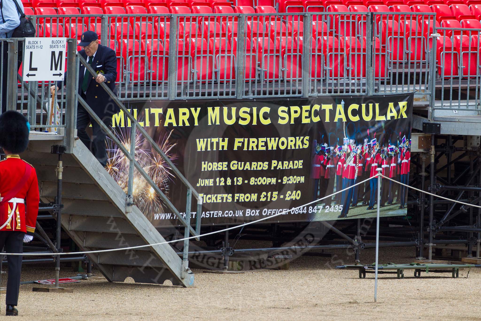 Advertising 'Beating Retreat' on the grandstands around Horse Guards Parade