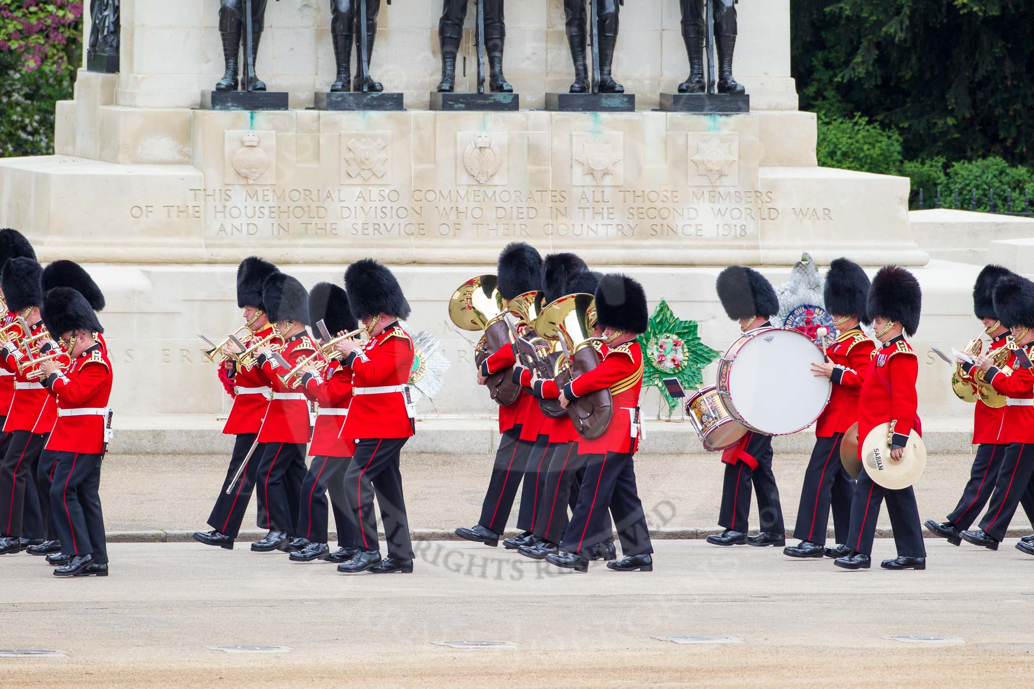 Major General's Review 2013: Musicians of the Band of the Coldstream Guards marching on Horse Guards Road..
Horse Guards Parade, Westminster,
London SW1,

United Kingdom,
on 01 June 2013 at 10:13, image #42