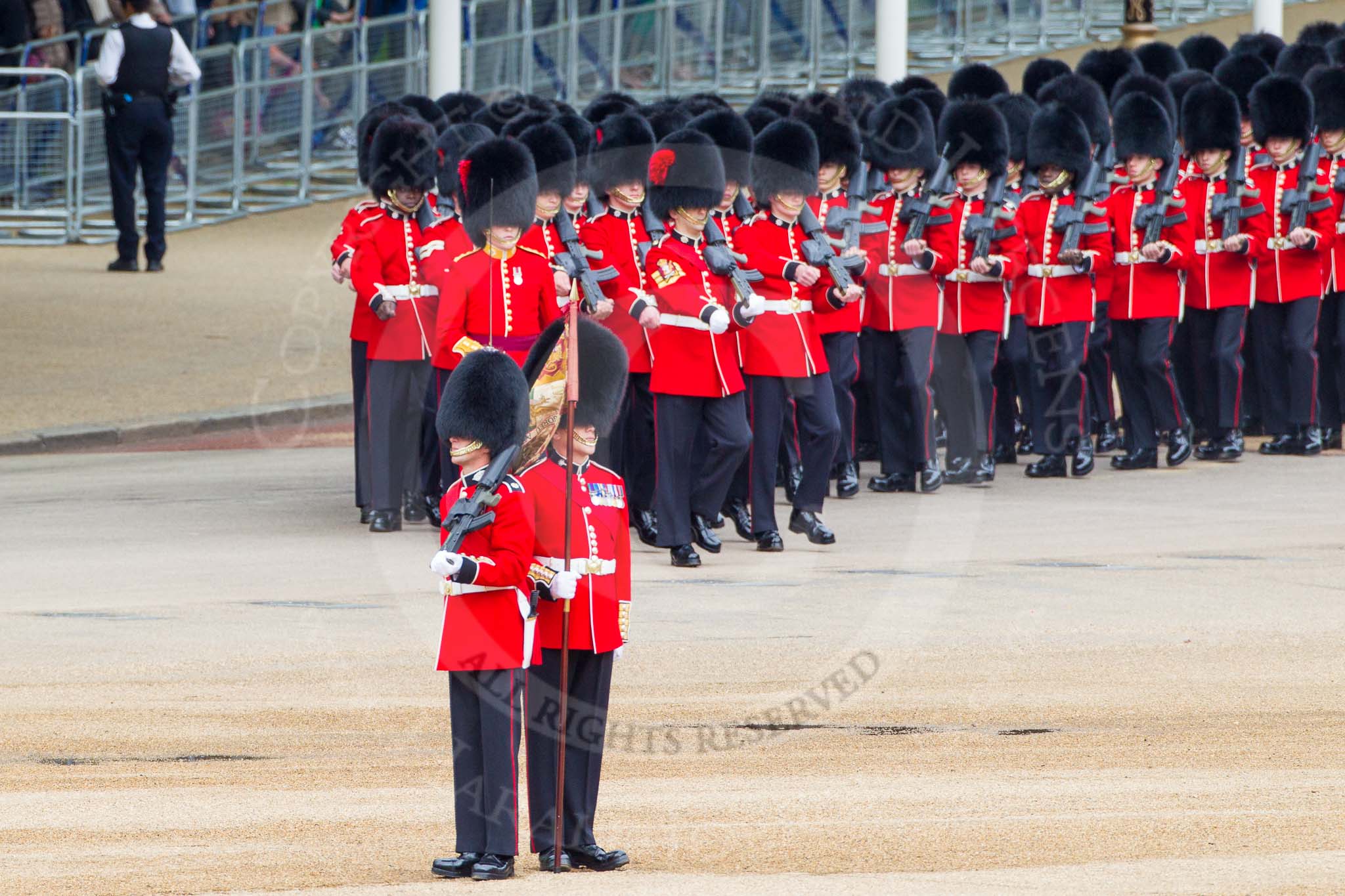 Major General's Review 2013: No. 6 Guard, No. 7 Company Coldstream Guards are arriving from The Mall, and turning left onto Horse Guards Parade..
Horse Guards Parade, Westminster,
London SW1,

United Kingdom,
on 01 June 2013 at 10:23, image #74