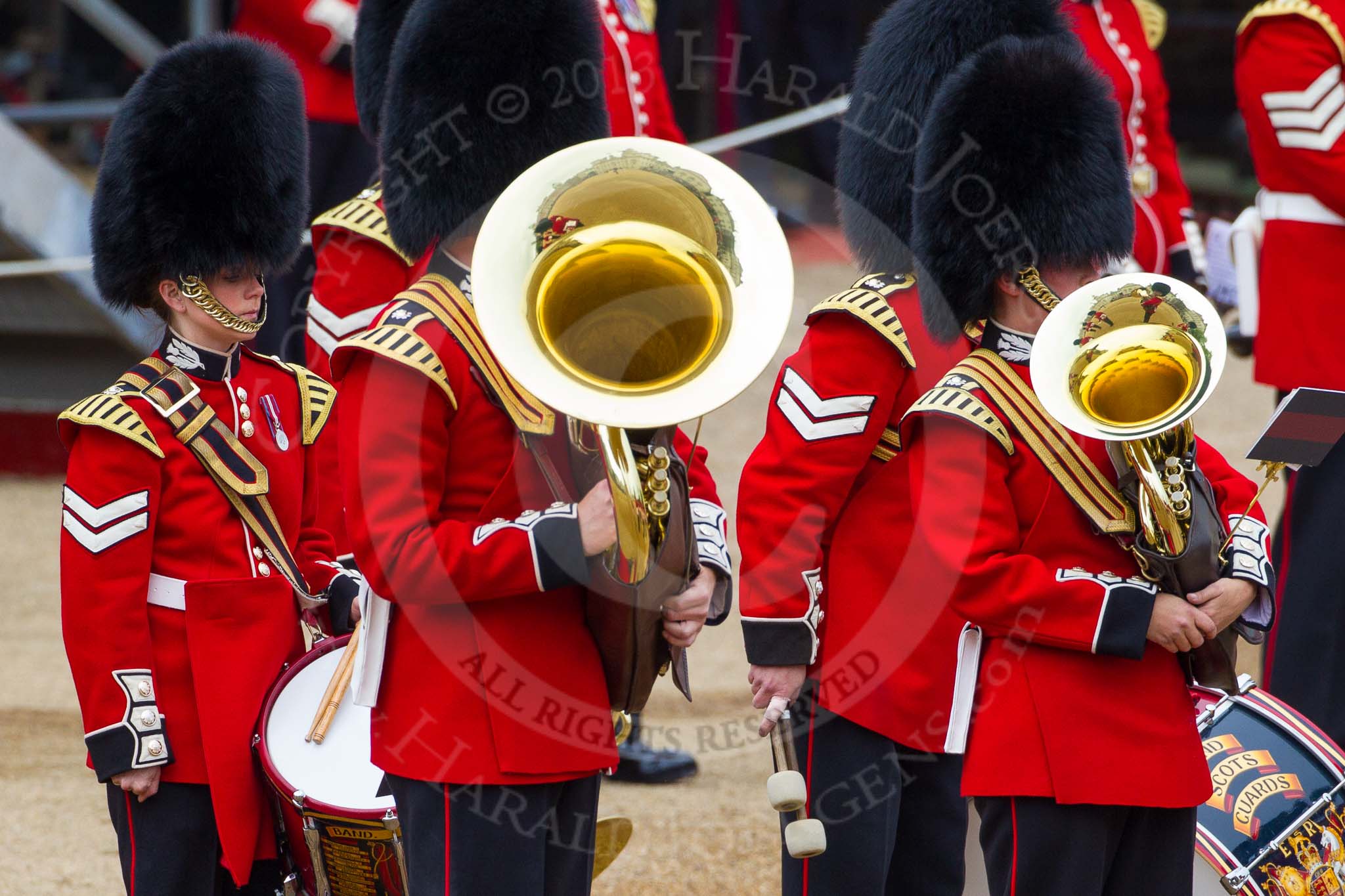 Major General's Review 2013: Musicians of the Band of the Scots Guards..
Horse Guards Parade, Westminster,
London SW1,

United Kingdom,
on 01 June 2013 at 10:26, image #92
