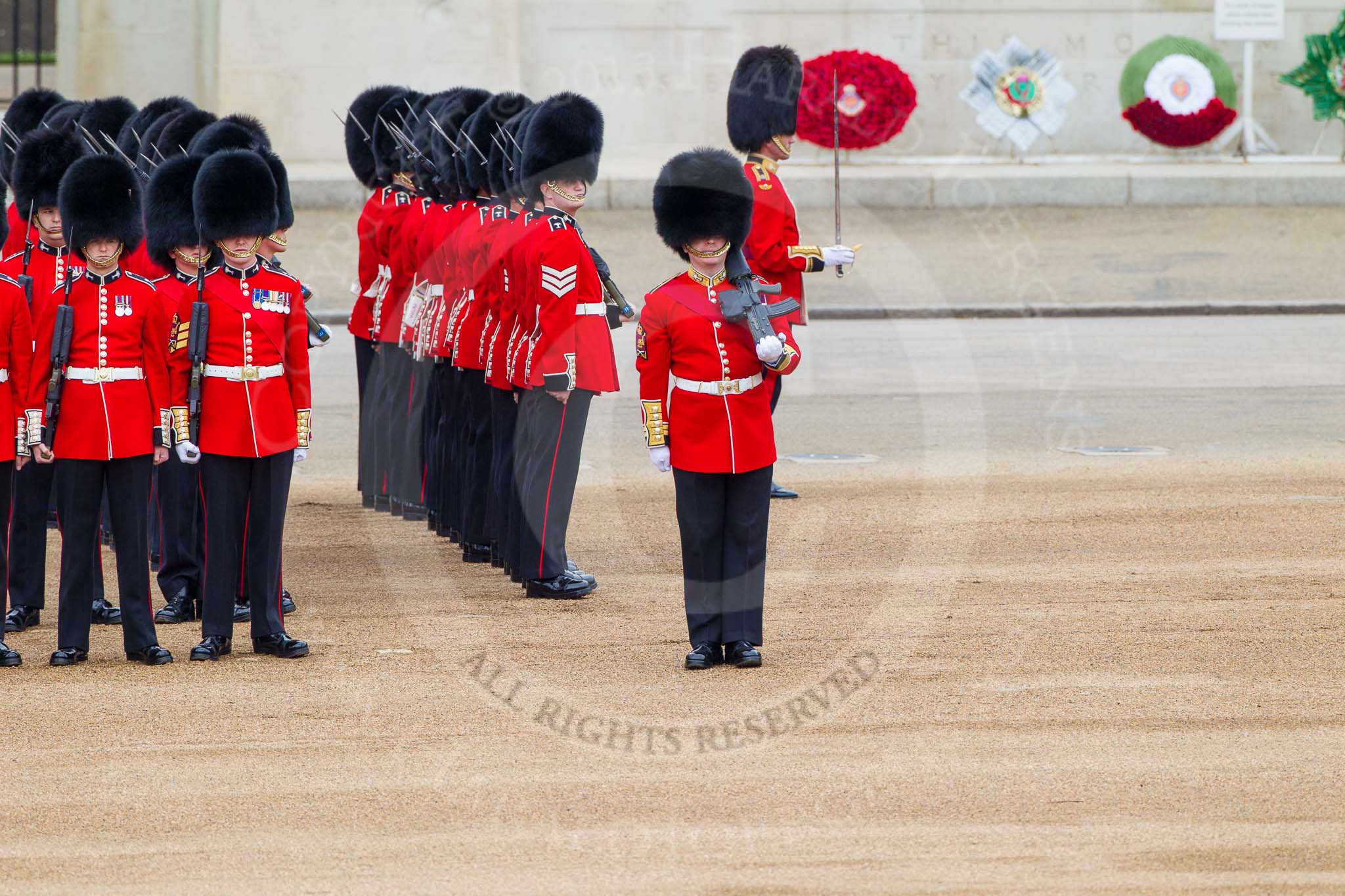 Major General's Review 2013: No. 3 Guard, 1st Battalion Welsh Guards, at the gap in the line for members of the Royal Family..
Horse Guards Parade, Westminster,
London SW1,

United Kingdom,
on 01 June 2013 at 10:44, image #188