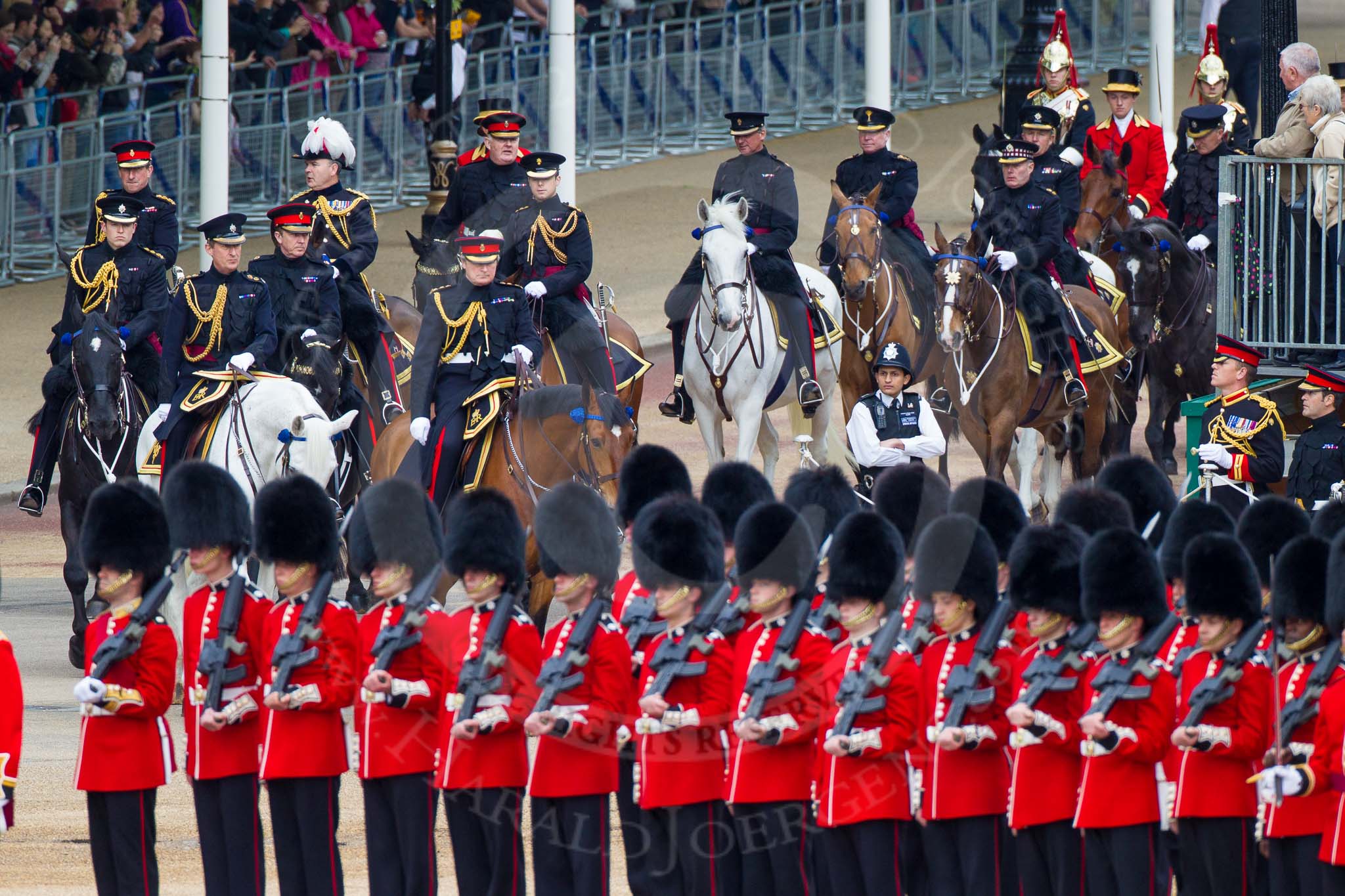 Major General's Review 2013: The remainder of The Royal Procession arrives at Hourse Guards Parade..
Horse Guards Parade, Westminster,
London SW1,

United Kingdom,
on 01 June 2013 at 10:59, image #243