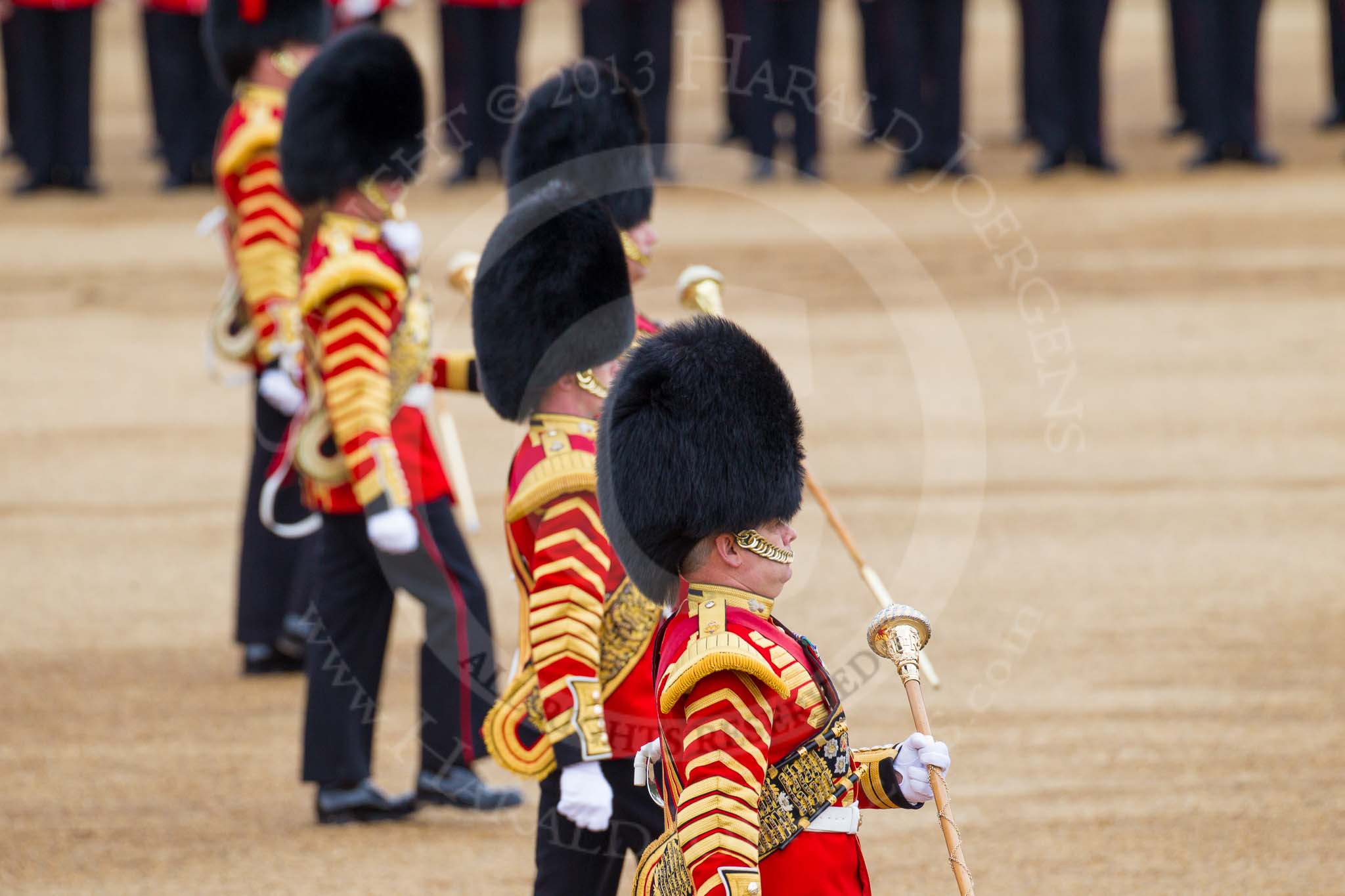 Major General's Review 2013: The Drum Majors-Stephen Staite, D P Thomas, M J Betts, Neill Lawman, and Tony Taylor..
Horse Guards Parade, Westminster,
London SW1,

United Kingdom,
on 01 June 2013 at 11:12, image #344