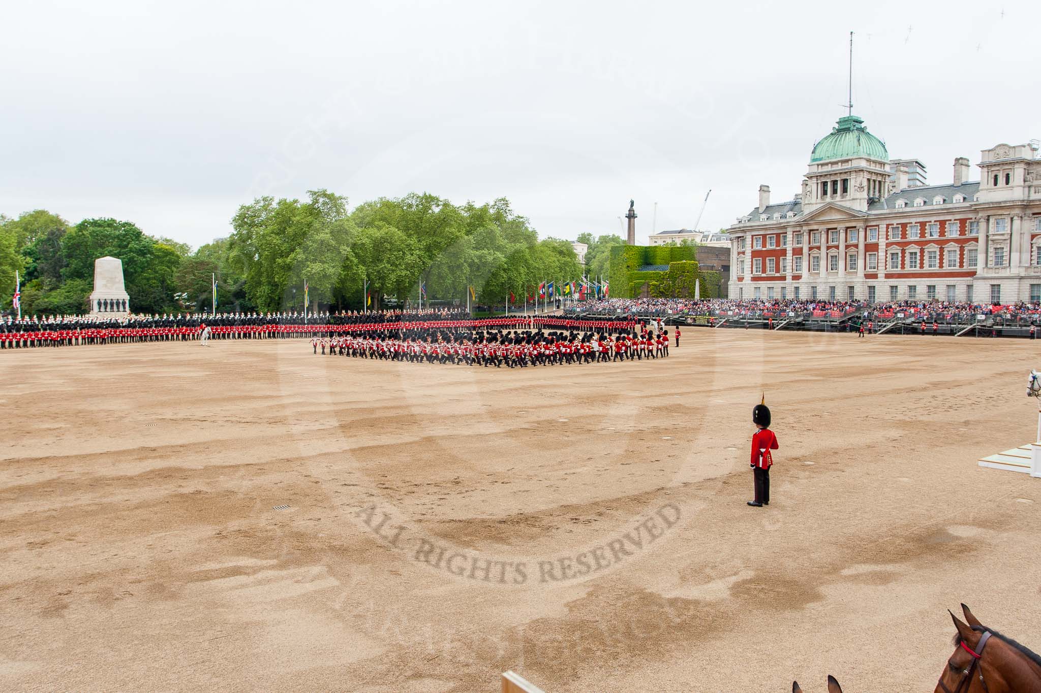 Major General's Review 2013: The Massed Bands playing "The British Grenadiers" whilst No. 1 Guard is on the move..
Horse Guards Parade, Westminster,
London SW1,

United Kingdom,
on 01 June 2013 at 11:15, image #371