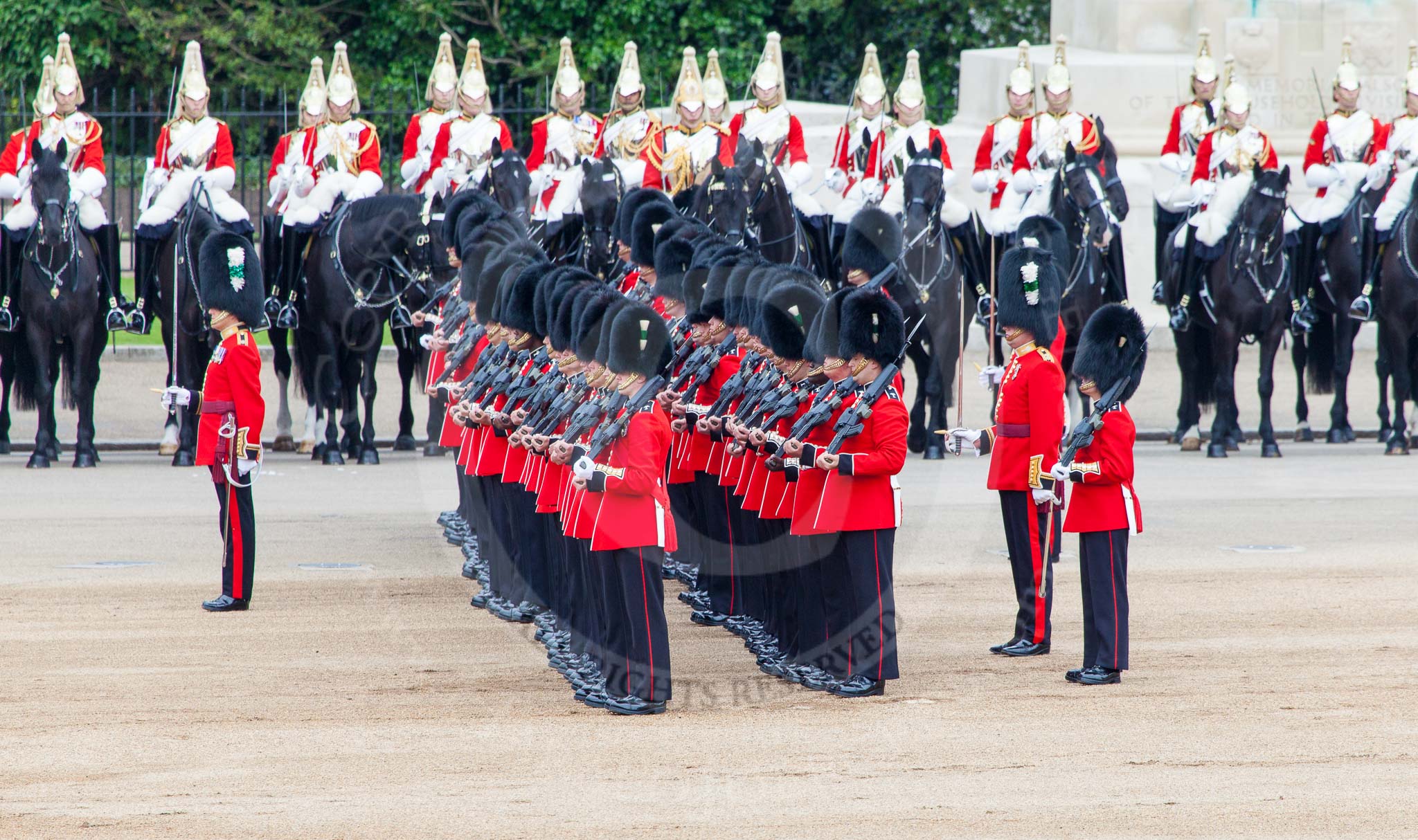Major General's Review 2013: No.2 Guard,1st Battalion Welsh Guards, before the March Past..
Horse Guards Parade, Westminster,
London SW1,

United Kingdom,
on 01 June 2013 at 11:29, image #451