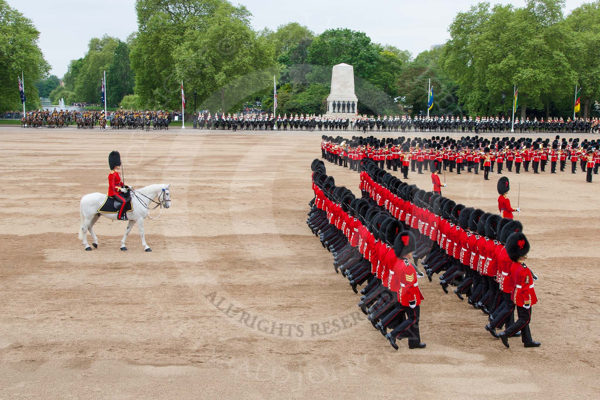 Major General's Review 2013: The March Past in Slow Time-No.6 Guard, No.7 Company, Coldstream Guards and The Adjutant of the Parade, Captain C J P Davies, Welsh Guards..
Horse Guards Parade, Westminster,
London SW1,

United Kingdom,
on 01 June 2013 at 11:36, image #512