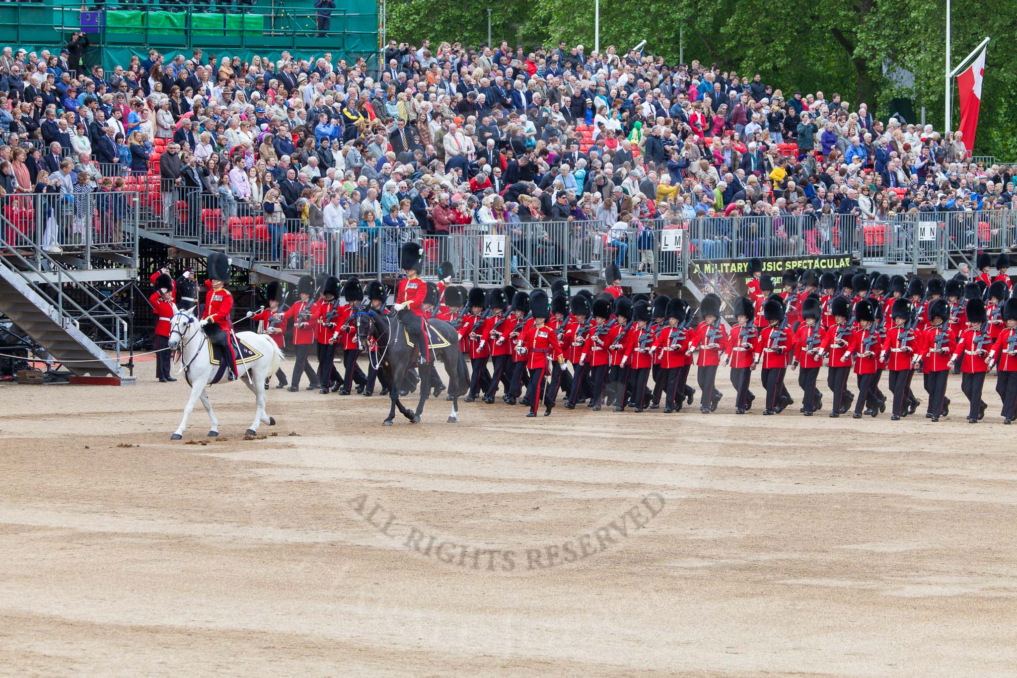 Major General's Review 2013: The March Past in Quick Time - No.1 Guard, the Escort to the Colour, following the Field Officer and the Major of the Parade..
Horse Guards Parade, Westminster,
London SW1,

United Kingdom,
on 01 June 2013 at 11:41, image #534