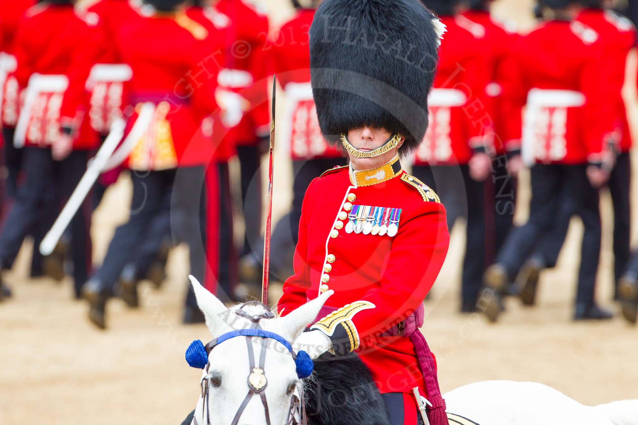 Major General's Review 2013: The Field Officer in Brigade Waiting, Lieutenant Colonel Dino Bossi, Welsh Guards,during the March Past in Quick Time..
Horse Guards Parade, Westminster,
London SW1,

United Kingdom,
on 01 June 2013 at 11:44, image #551