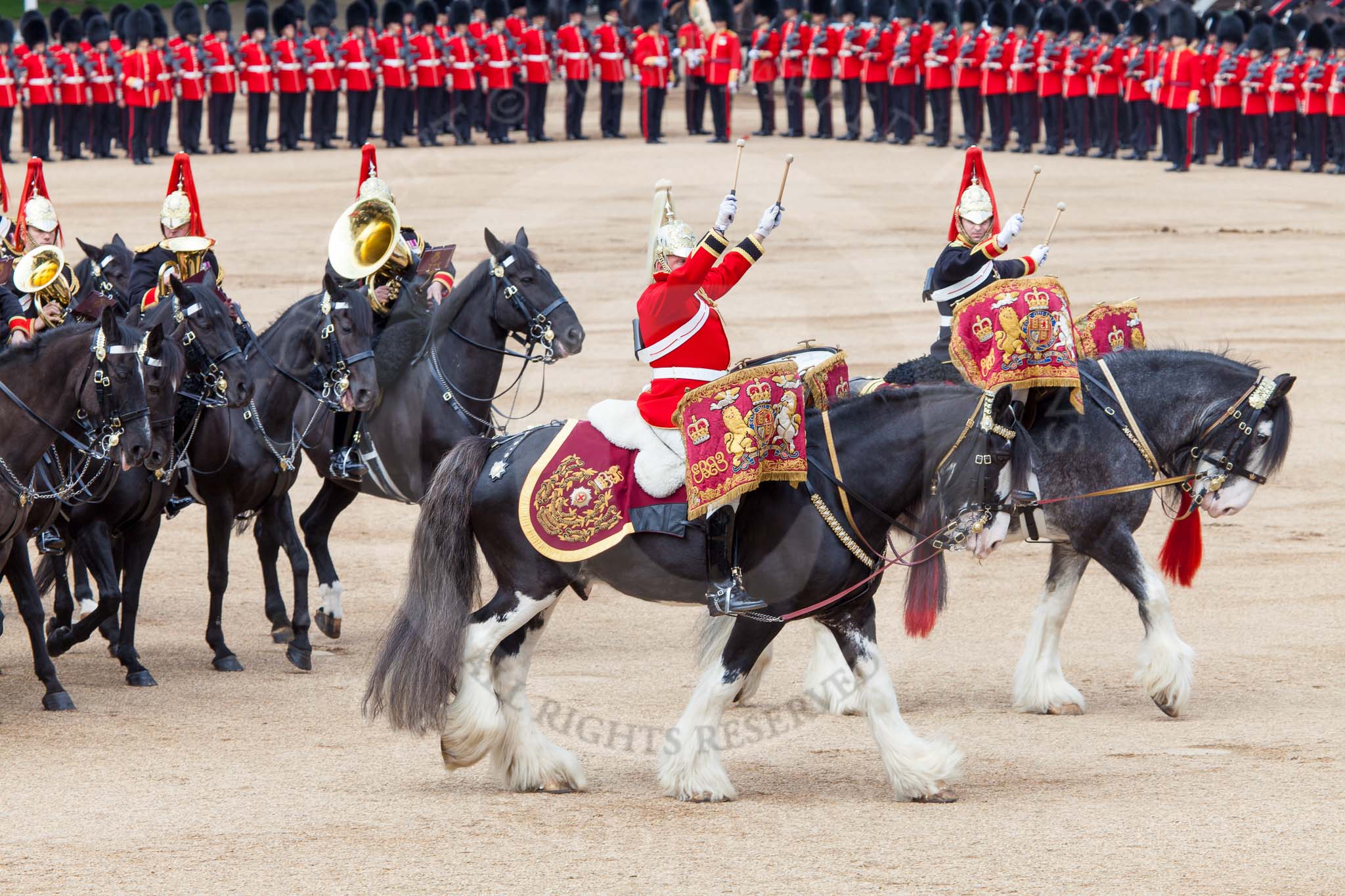 Major General's Review 2013: The two kettle drummers, about to salute Her Majesty, as the Mounted Bands are about to march off..
Horse Guards Parade, Westminster,
London SW1,

United Kingdom,
on 01 June 2013 at 11:58, image #660