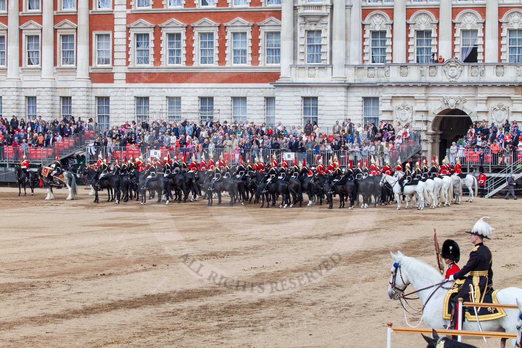Major General's Review 2013: The Mounted Bands of the Household Cavalry are ready to leave, they follow the Hosehold Cavalry up to Horse Guards Road, where they will wait, with the Royal Horse Artillery, to march off..
Horse Guards Parade, Westminster,
London SW1,

United Kingdom,
on 01 June 2013 at 12:00, image #670