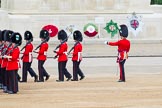 Major General's Review 2013: No. 3 Guard, 1st Battalion Welsh Guards, is opening a gap in the line for members of the Royal Family to arrive..
Horse Guards Parade, Westminster,
London SW1,

United Kingdom,
on 01 June 2013 at 10:43, image #185