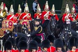 Major General's Review 2013: The Brigade Major Household Division Lieutenant Colonel Simon Soskin, Grenadier Guards, followed by the four Troopers of The Life Guard, during the Inspection of the Line..
Horse Guards Parade, Westminster,
London SW1,

United Kingdom,
on 01 June 2013 at 11:03, image #299