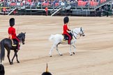 Major General's Review 2013: The Field Officer in Brigade Waiting, Lieutenant Colonel Dino Bossi, Welsh Guards, and the Major of the Parade, Major H G C Bettinson, Welsh Guards..
Horse Guards Parade, Westminster,
London SW1,

United Kingdom,
on 01 June 2013 at 11:34, image #491