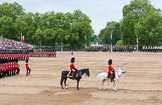 Major General's Review 2013: The Field Officer in Brigade Waiting, Lieutenant Colonel Dino Bossi, Welsh Guards, and the Major of the Parade, Major H G C Bettinson, Welsh Guards..
Horse Guards Parade, Westminster,
London SW1,

United Kingdom,
on 01 June 2013 at 11:33, image #486