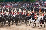 Major General's Review 2013: The Ride Past - The Sovereign's Escort, Household Cavalry, here the Field Officer of the Escort, Major Nick Stewart, The Life Guards, followed by the Trumpeter (Lance Corporal Ben Ruffer, The Life Guards), the Standard Bearer (Squadron Corporal Major Kris Newell, The Life Guards) and the Standard Coverer (Staff Corporal Steve Chinn, The Life Guards)..
Horse Guards Parade, Westminster,
London SW1,

United Kingdom,
on 01 June 2013 at 11:56, image #647