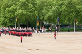 Major General's Review 2013: The Household Cavalry is marching off, led by the Field Officer of the Escort, Major Nick Stewart, The Life Guards, followed by the Trumpeter, Standard Bearer, Standard Coverer. and The Life Guards as first and second divisions of the Sovereign's Escort..
Horse Guards Parade, Westminster,
London SW1,

United Kingdom,
on 01 June 2013 at 12:03, image #689