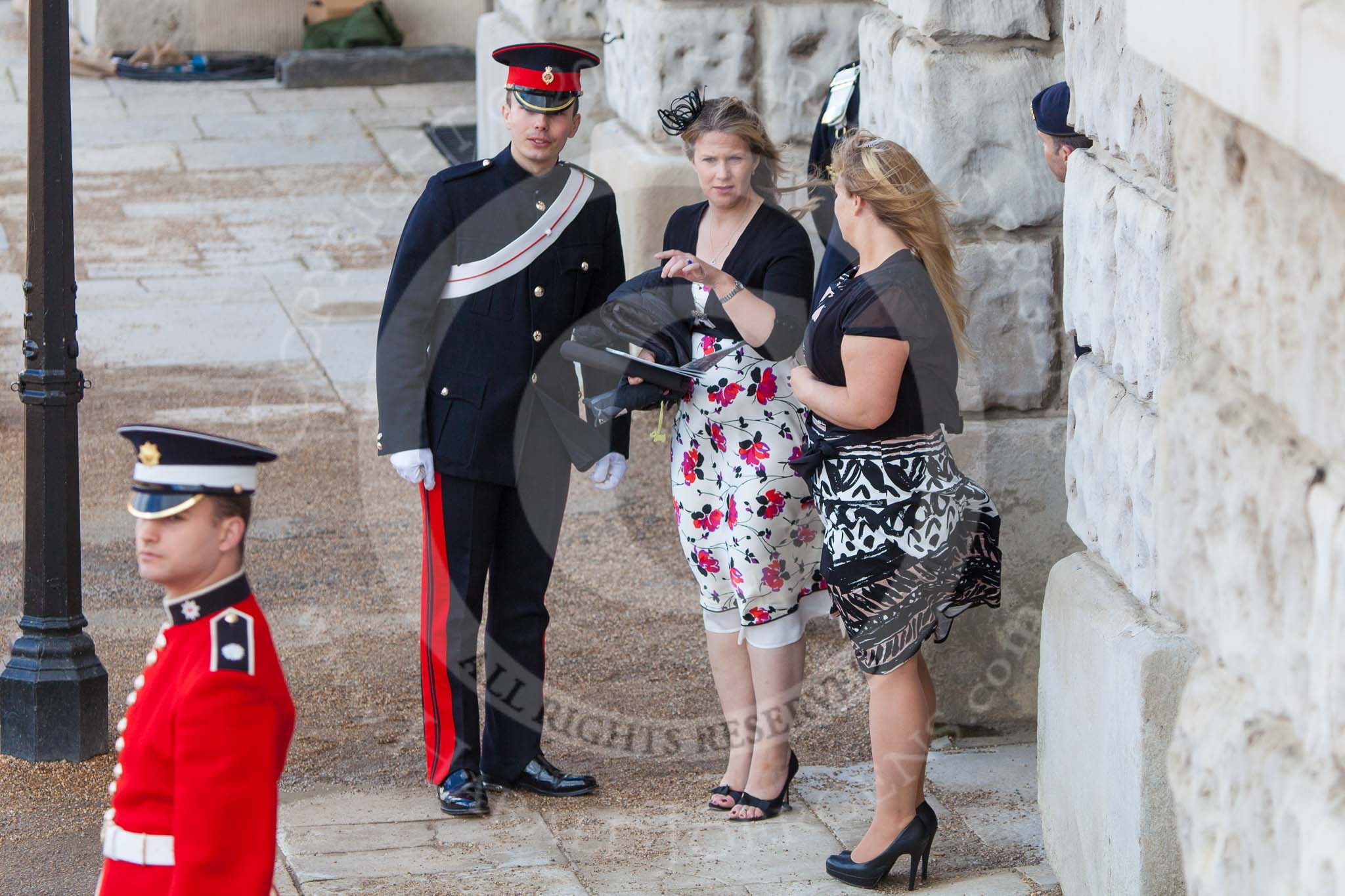 Trooping the Colour 2013: The first spectators arriving at Horse Guards Parade. Spectators are covered in a separate image library. Image #18, 15 June 2013 08:58 Horse Guards Parade, London, UK