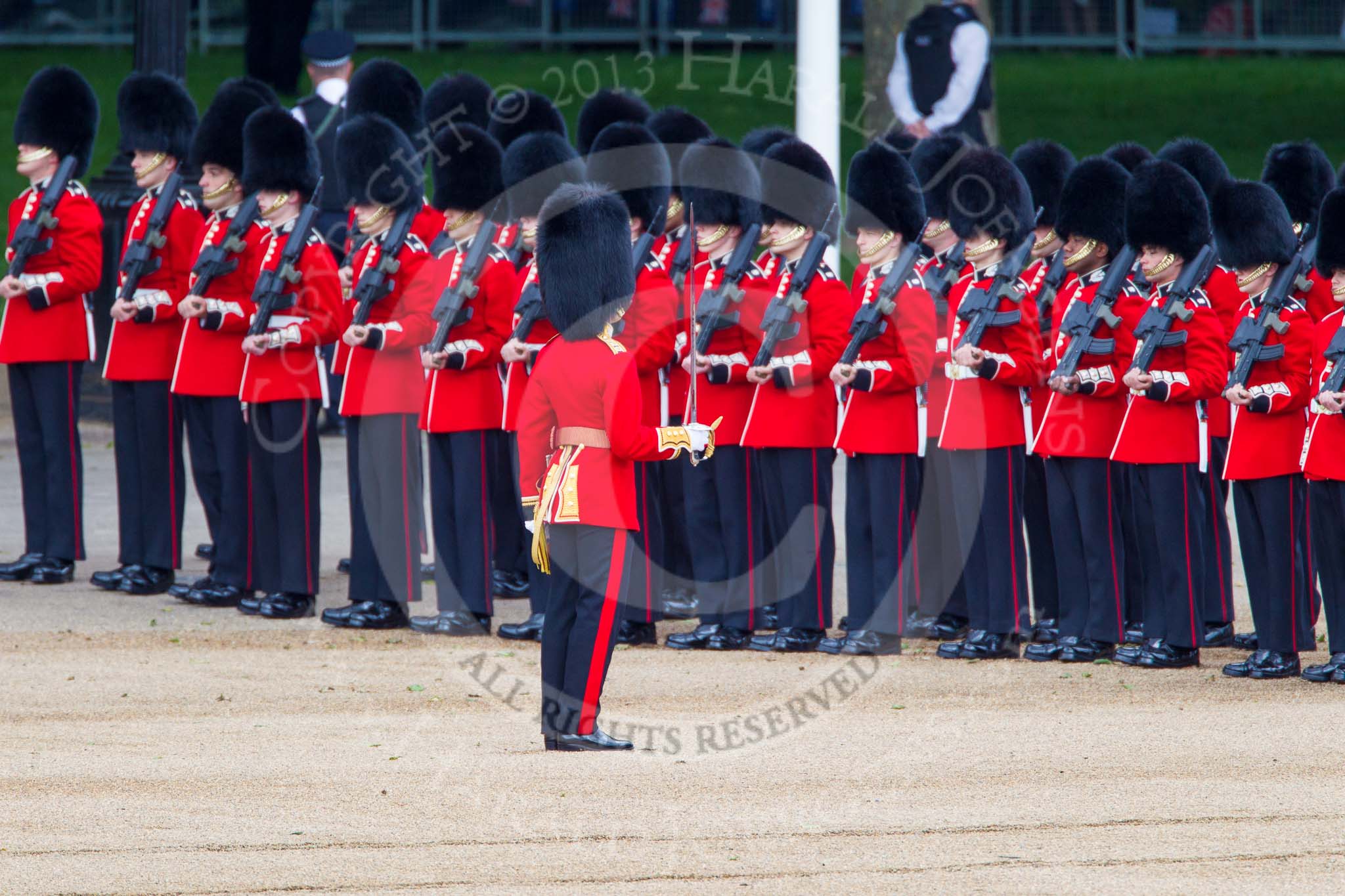Trooping the Colour 2013: Captain P W Foster with No. 5 Guard, F Company Scots Guards. Image #79, 15 June 2013 10:23 Horse Guards Parade, London, UK