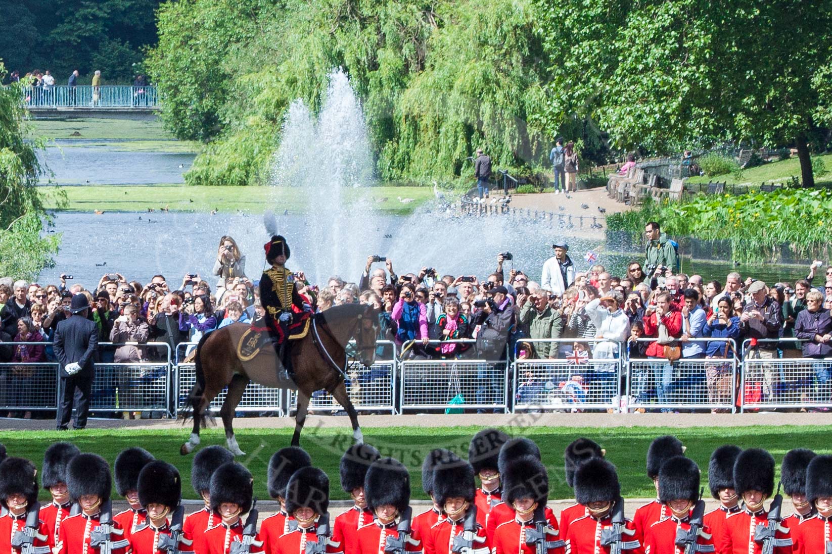 Trooping the Colour 2013: The King's Troop Royal Horse Artillery arrives, and will take position between No. 1 Guard and St. James's Park. Image #147, 15 June 2013 10:39 Horse Guards Parade, London, UK