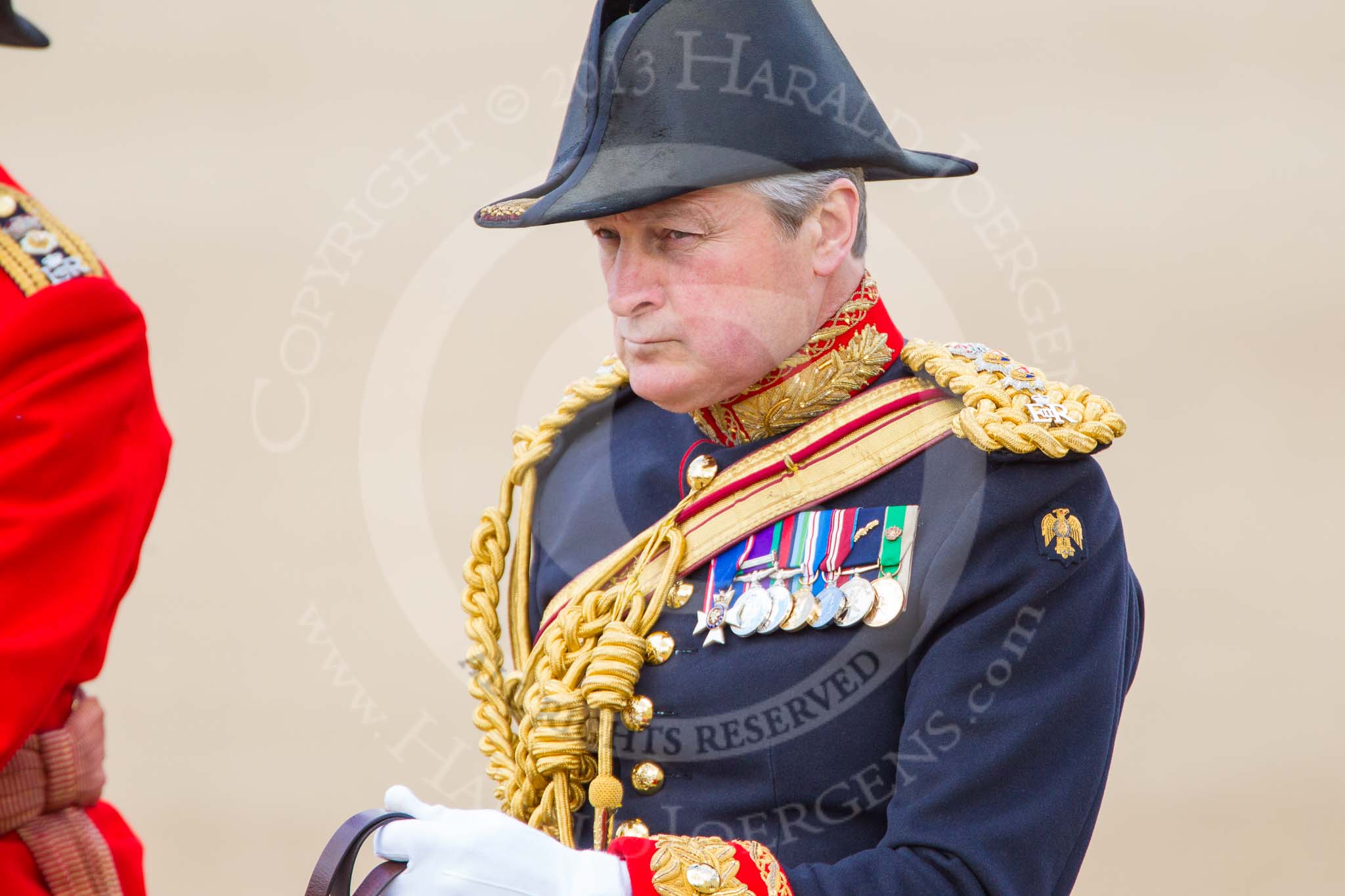 Trooping the Colour 2013: The Crown Equerry Colonel Toby Browne, during the Inspection of the Line..
Horse Guards Parade, Westminster,
London SW1,

United Kingdom,
on 15 June 2013 at 11:02, image #317