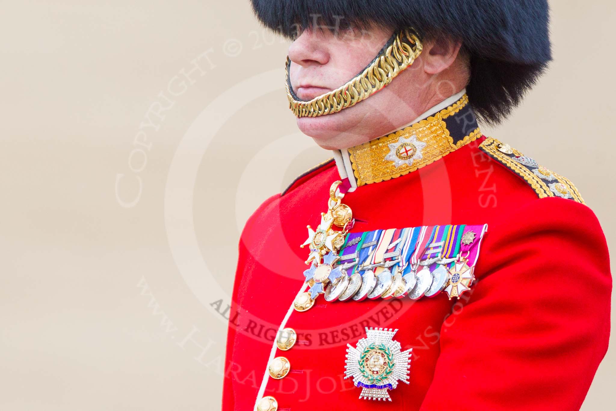 Trooping the Colour 2013: Close-up of Colonel Coldstream Guards General Sir James Bucknall during the Inspection of the Line..
Horse Guards Parade, Westminster,
London SW1,

United Kingdom,
on 15 June 2013 at 11:02, image #319