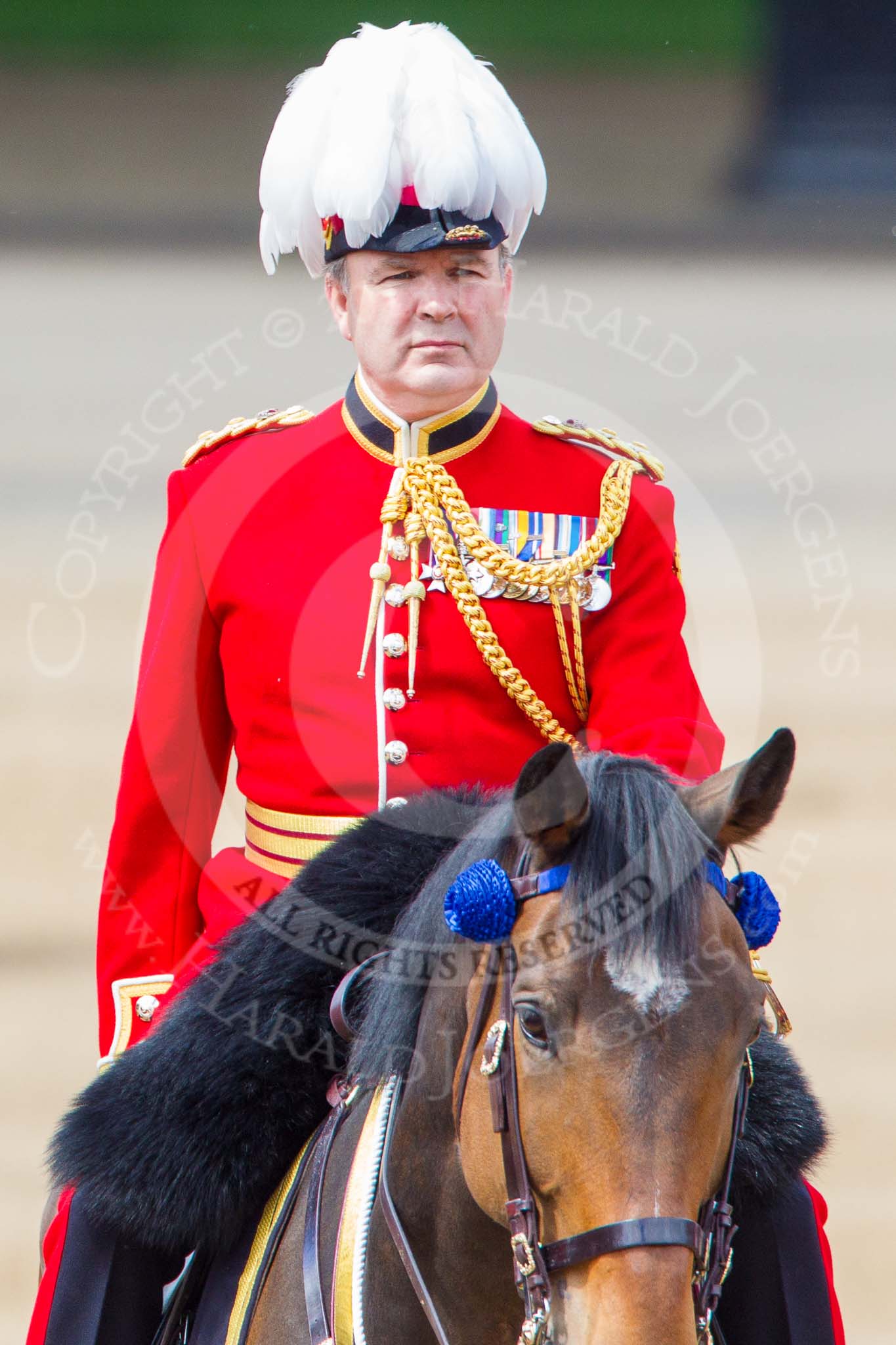 Trooping the Colour 2013: The Chief of Staff, Colonel Hugh Bodington, Welsh Guards, on horseback after the Inspection of the Line..
Horse Guards Parade, Westminster,
London SW1,

United Kingdom,
on 15 June 2013 at 11:07, image #381