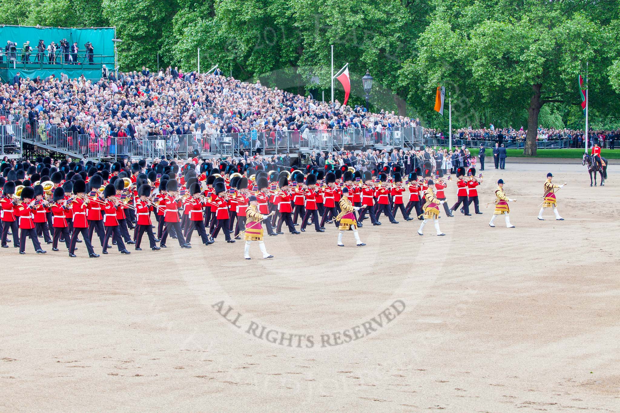 Trooping the Colour 2013: The Massed Band Troop begins with the slow march - the Waltz from Les Huguenots. Image #391, 15 June 2013 11:09 Horse Guards Parade, London, UK