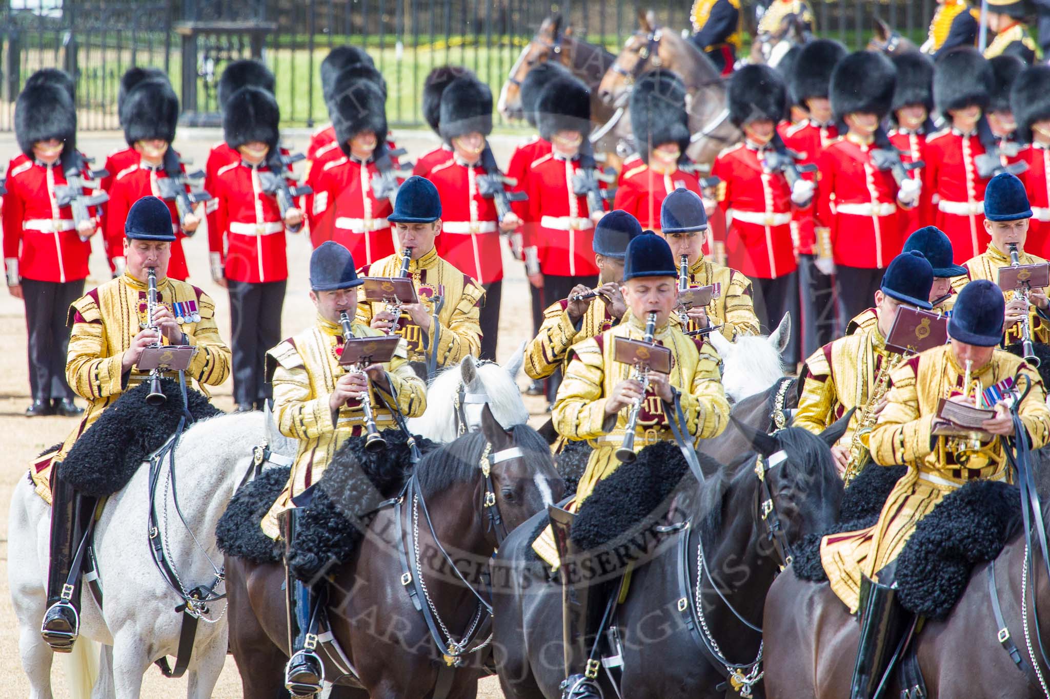 Trooping the Colour 2013: The Mounted Bands of the Household Cavalry during the Ride Past. Image #711, 15 June 2013 11:57 Horse Guards Parade, London, UK