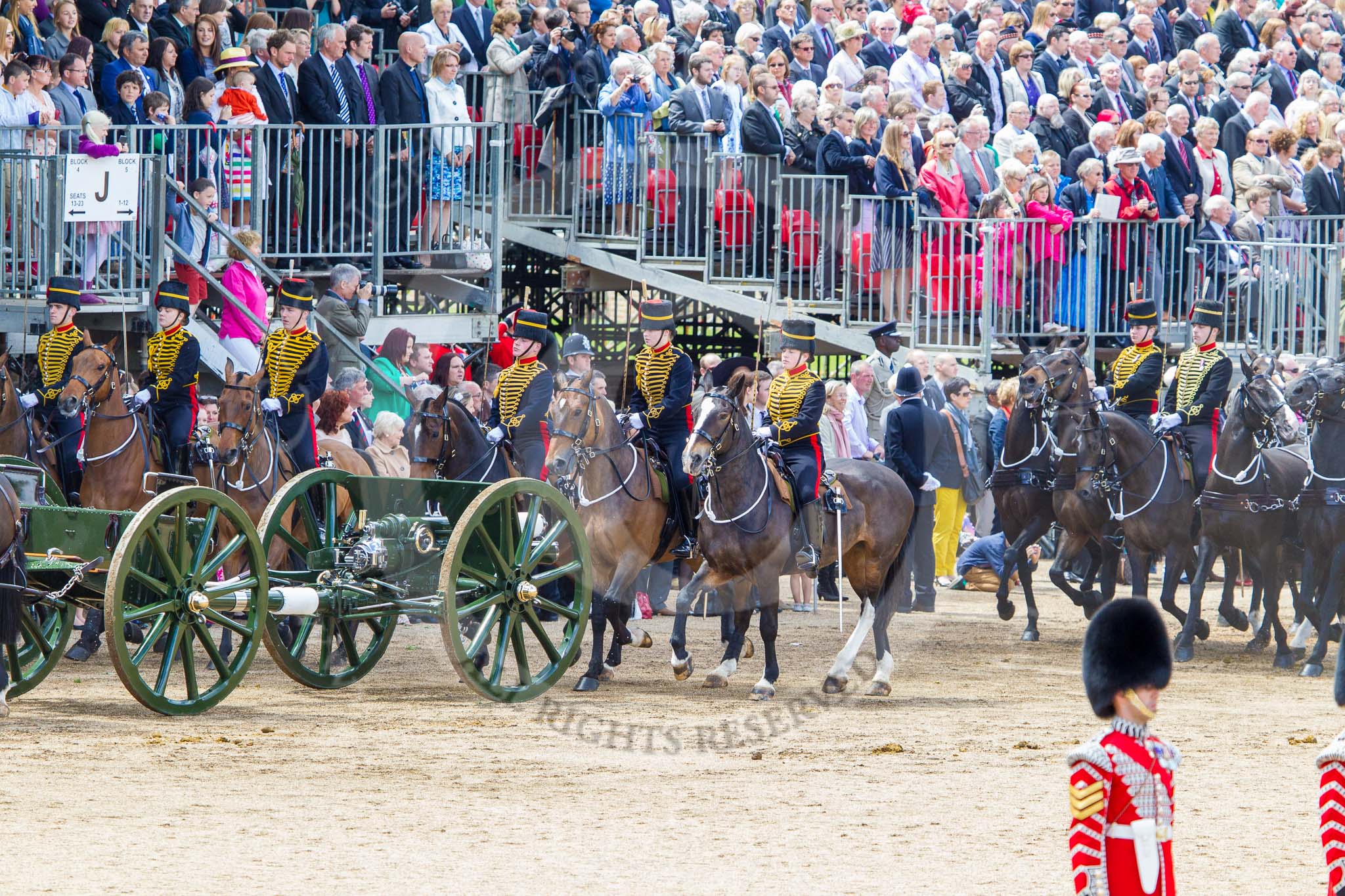 Trooping the Colour 2013: The Ride Past - the King's Troop Royal Horse Artillery. Image #717, 15 June 2013 11:58 Horse Guards Parade, London, UK