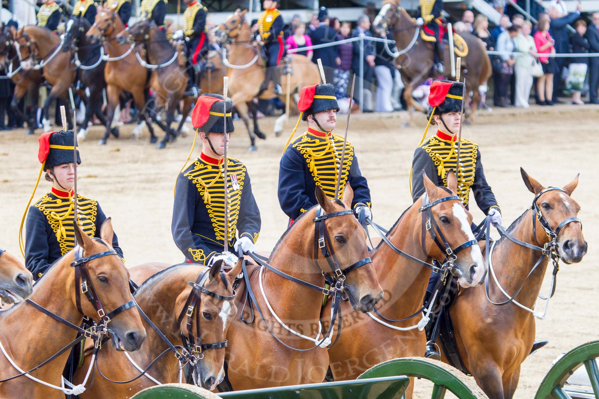 Trooping the Colour 2013: The Ride Past - the King's Troop Royal Horse Artillery. Image #722, 15 June 2013 11:58 Horse Guards Parade, London, UK