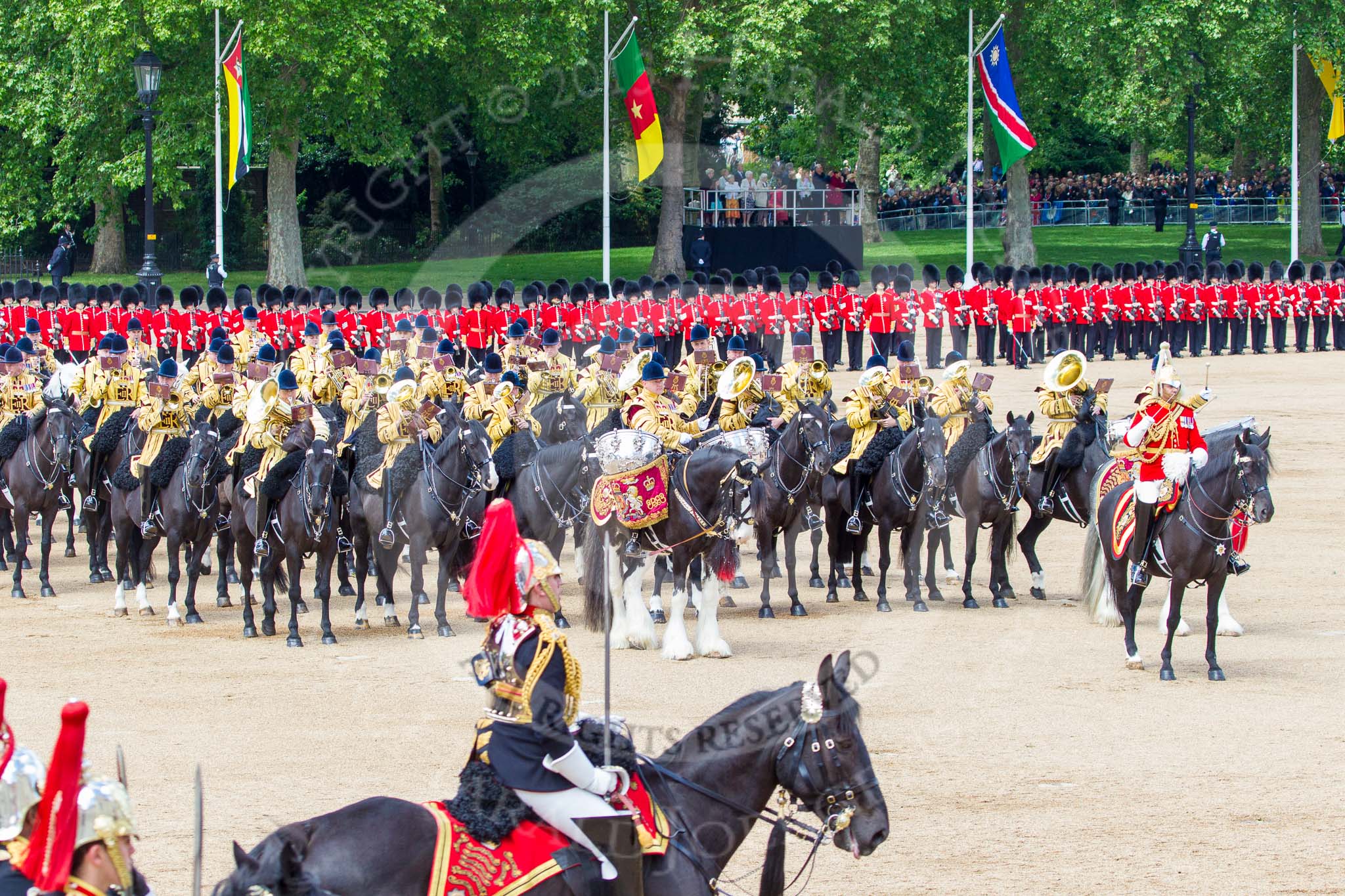 Trooping the Colour 2013: The Mounted Bands of the Household Cavalry during the Ride Past. Image #736, 15 June 2013 11:59 Horse Guards Parade, London, UK