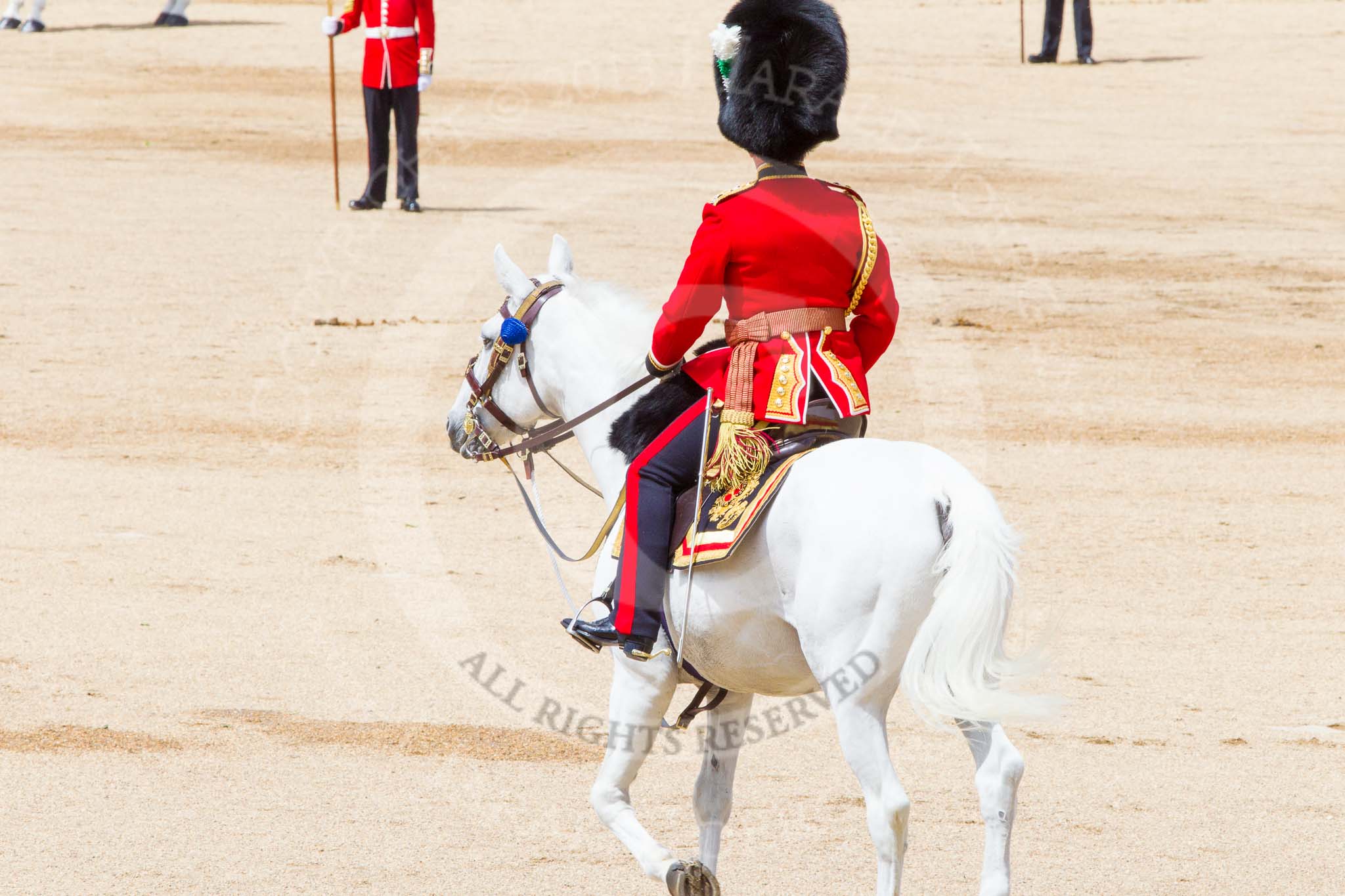 Trooping the Colour 2013: The Field Officer in Brigade Waiting, Lieutenant Colonel Dino Bossi, returns to the guards after HM The Queen has given permission to march off. Image #793, 15 June 2013 12:08 Horse Guards Parade, London, UK
