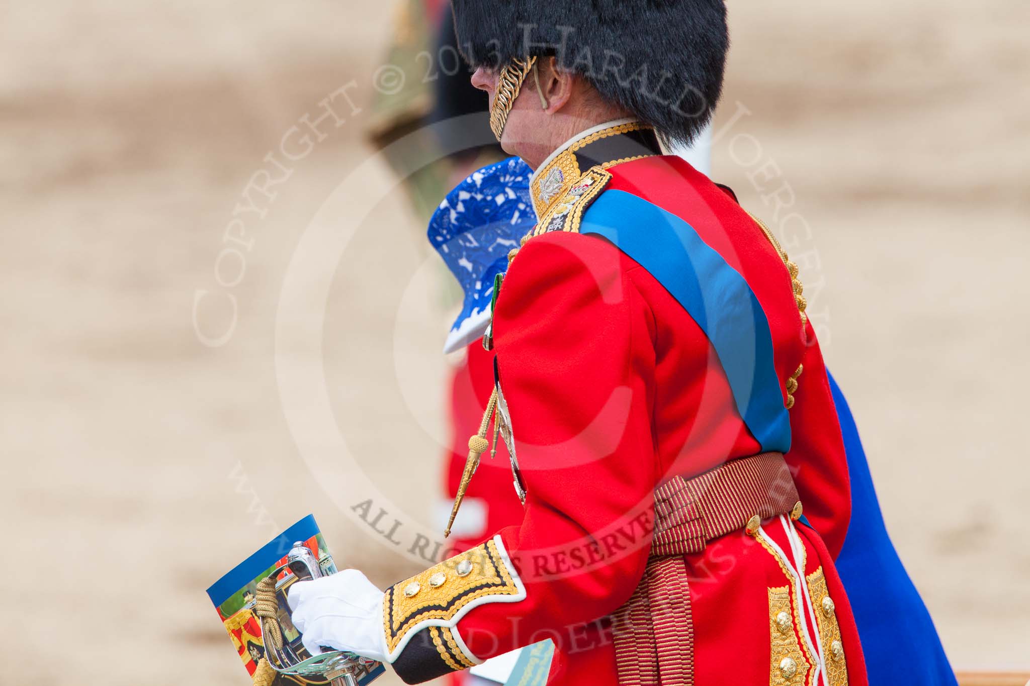 Trooping the Colour 2013: Getting ready to leave the dais, and to board the glass coach - HRH The Duke of Kent and HM The Queen. Image #801, 15 June 2013 12:09 Horse Guards Parade, London, UK