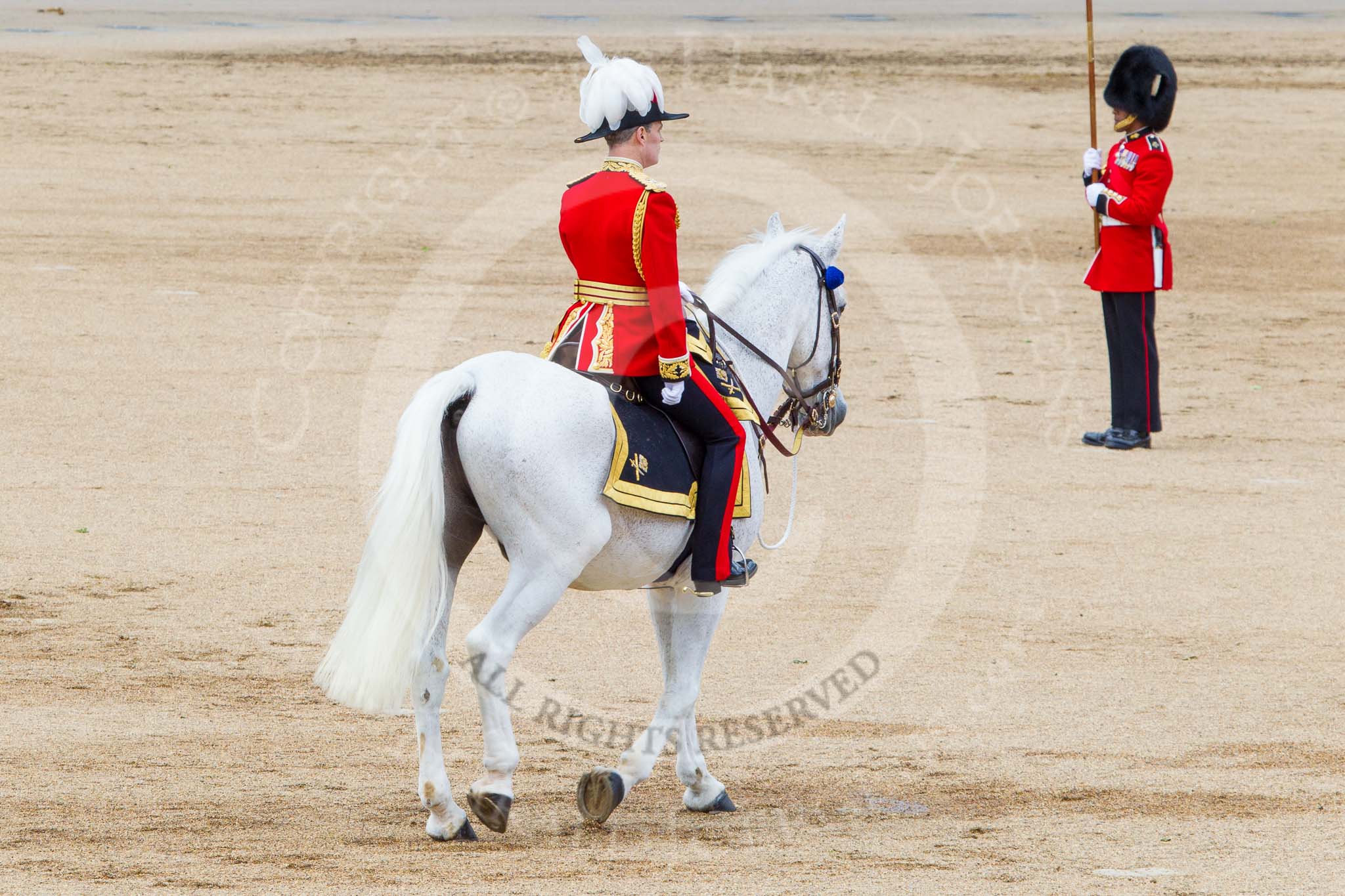 Trooping the Colour 2013: Major General Commanding the Household Division and General Officer Commanding London District, Major George Norton, during the March Off. Image #831, 15 June 2013 12:11 Horse Guards Parade, London, UK